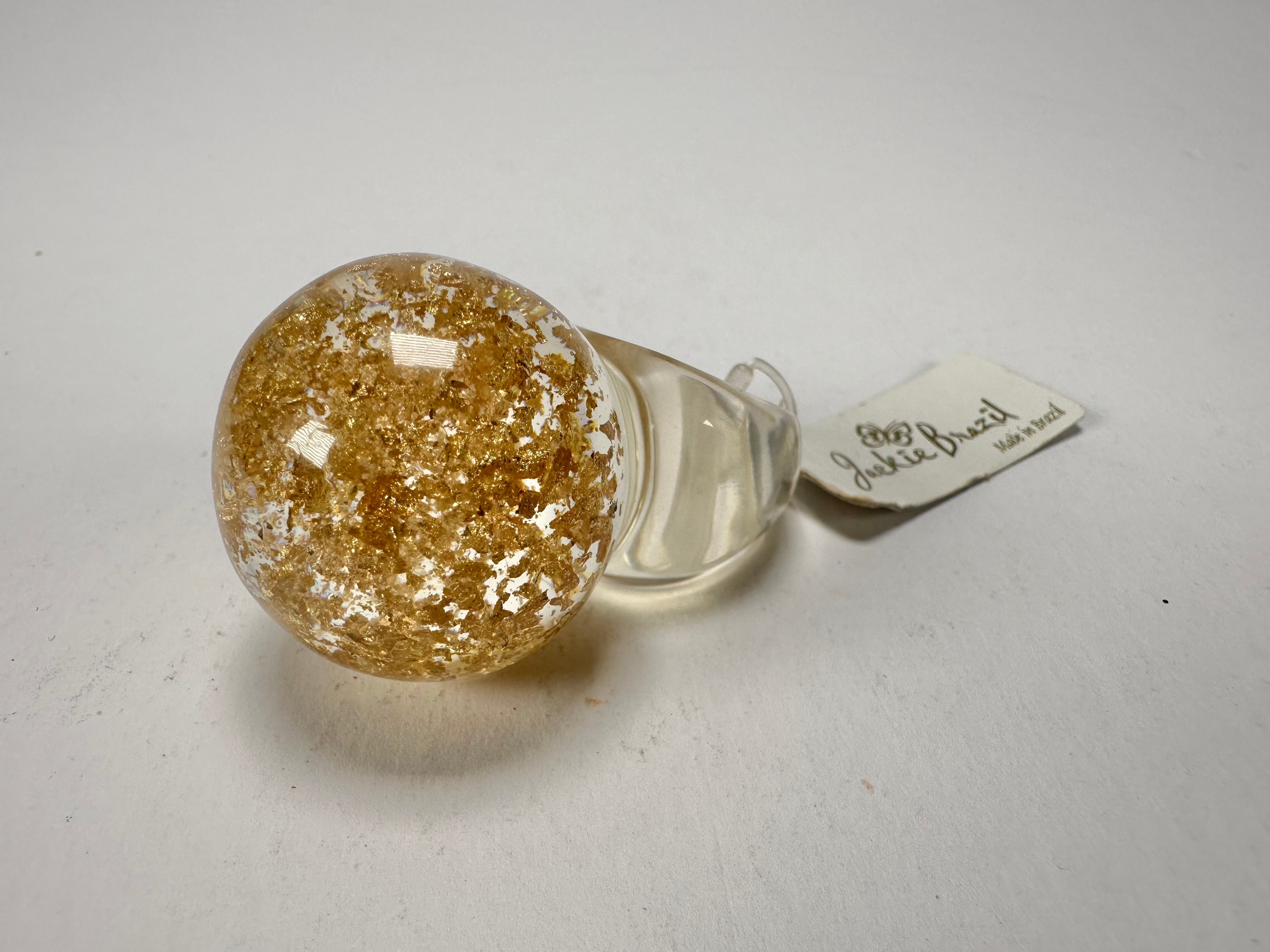 Jackie Brazil "Splendour" Large Ball Gold Flakes Ring ( R2500 ) Size UK - M  / US - 6.5