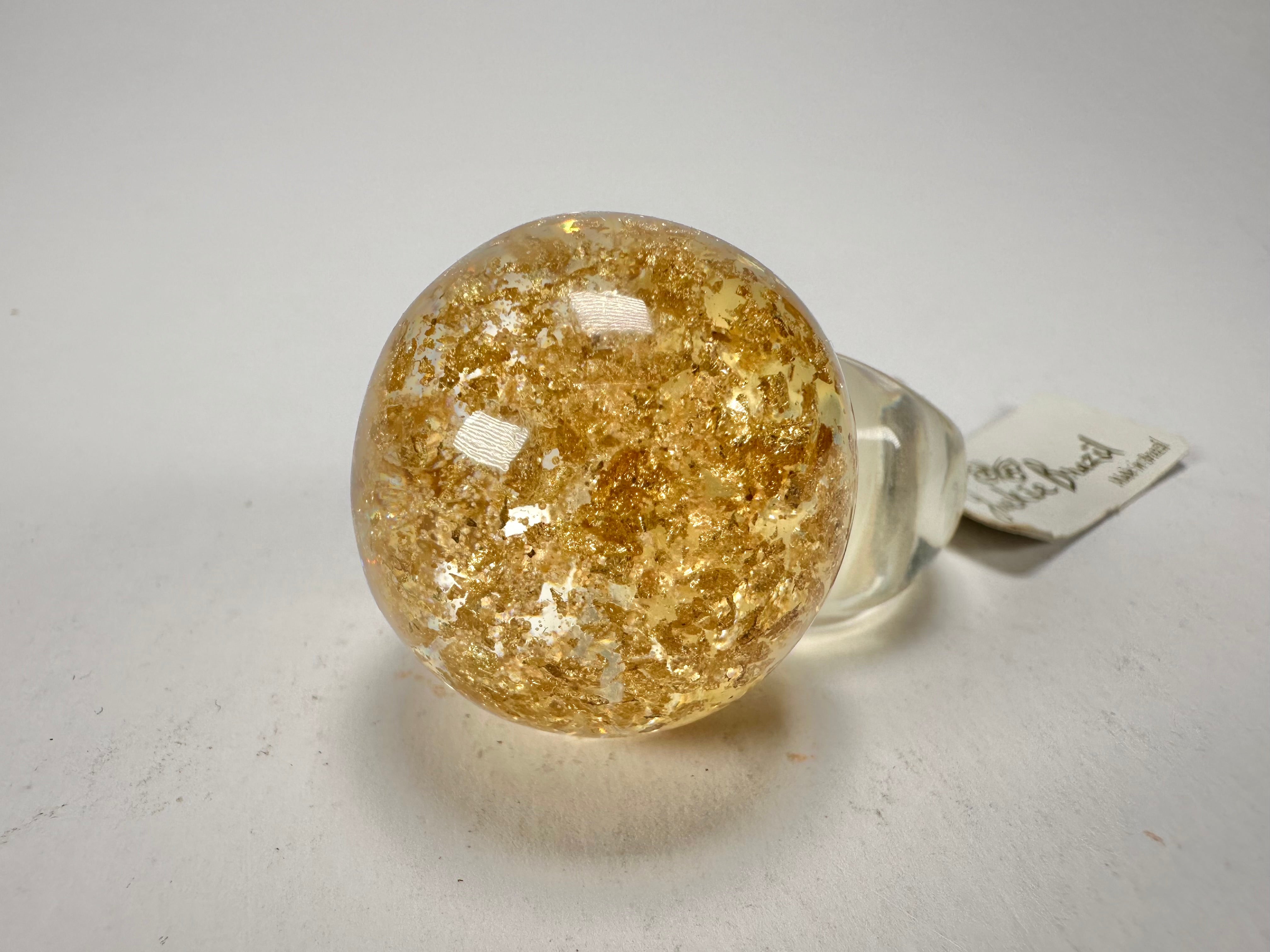 Jackie Brazil "Splendour" Large Ball Gold Flakes Ring ( R2500 ) Size UK - M  / US - 6.5