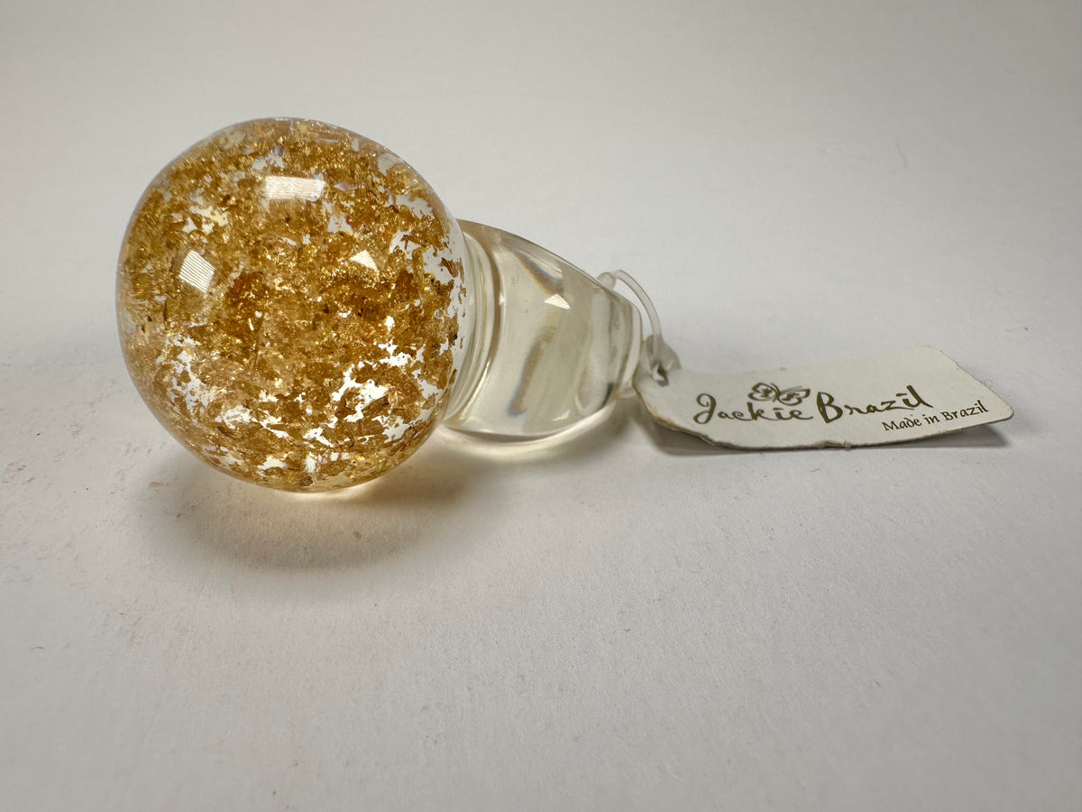 Jackie Brazil "Splendour" Large Ball Gold Flakes Ring ( R2500 ) Size UK - M  / US - 6.5