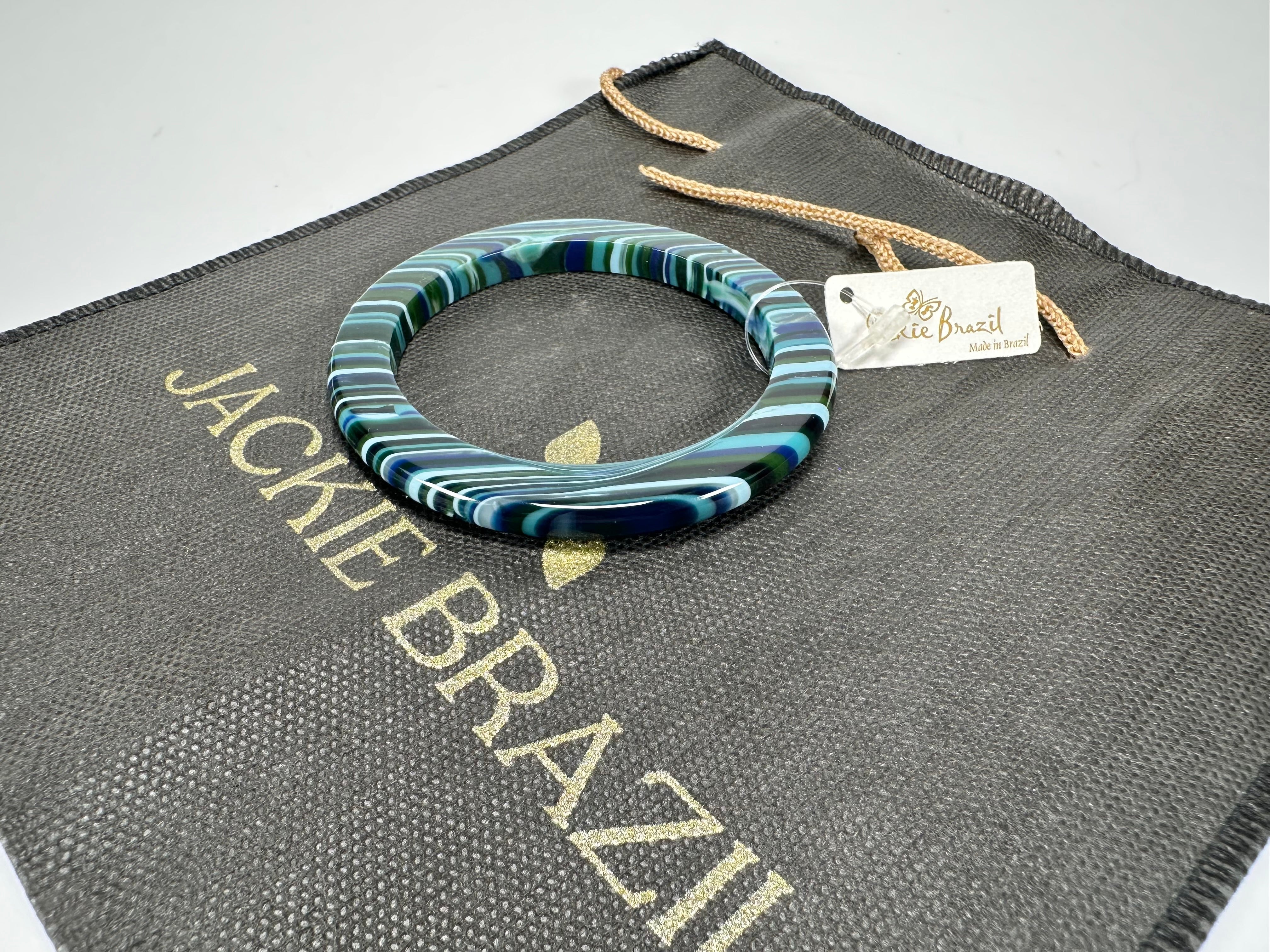 Jackie Brazil "Olympic Circles" Liquorice Allsorts Blue Mix 0.5cm Resin Bangle ( B2336 )