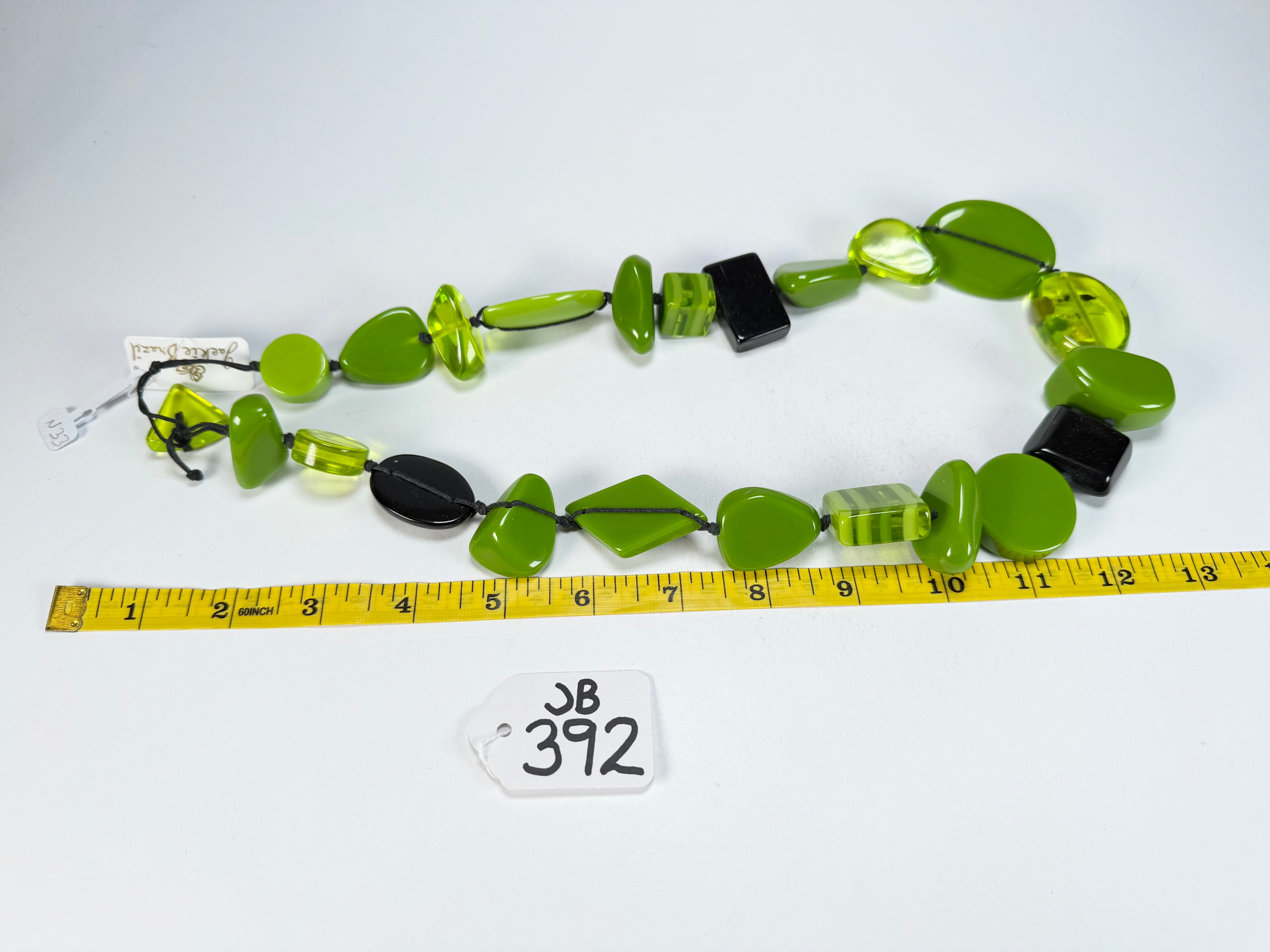 Jackie Brazil "Indiana" Light Green Multi-Bead Medium Resin 70cm Necklace ( N0033 )