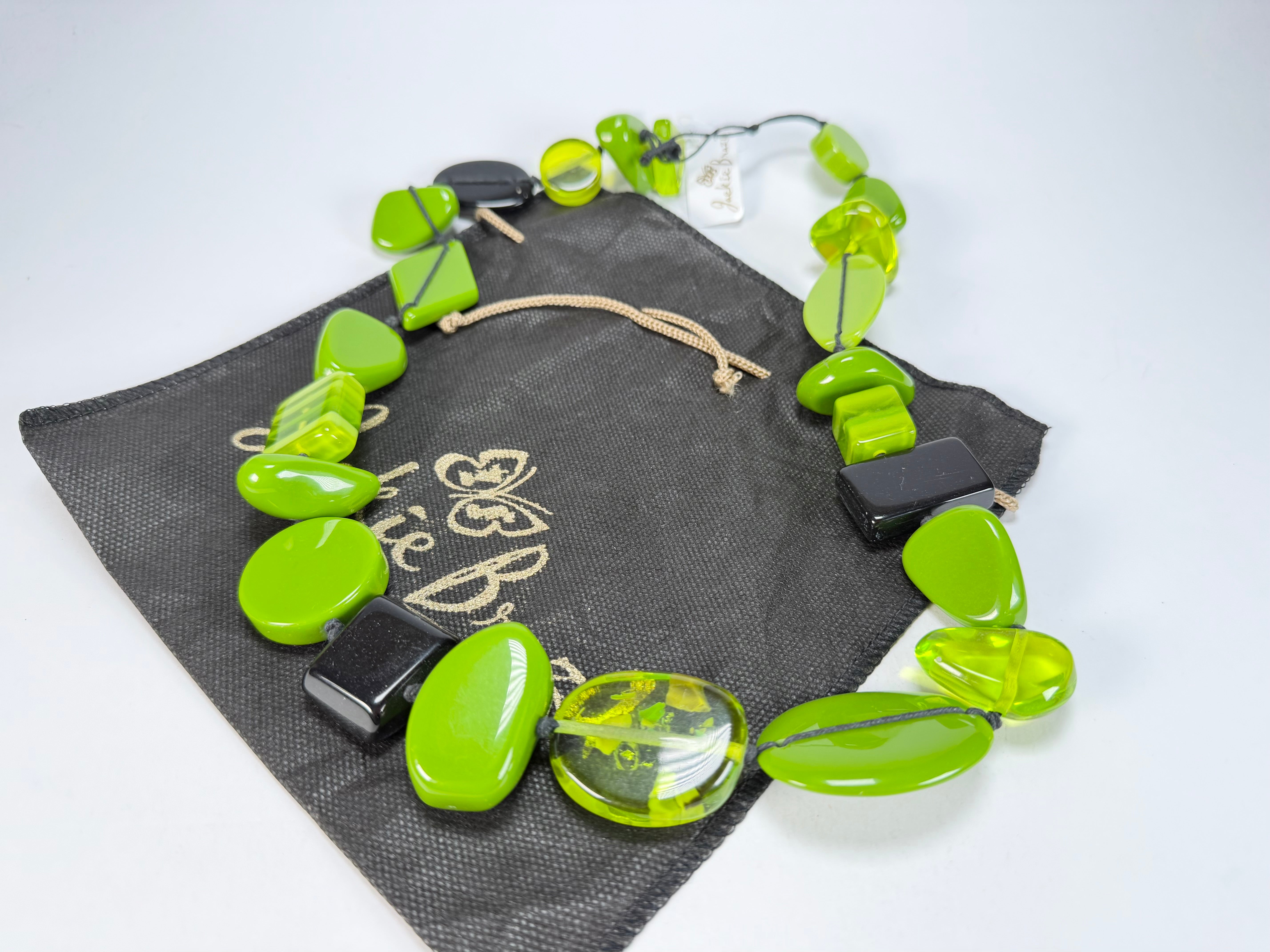 Jackie Brazil "Indiana" Light Green Multi-Bead Medium Resin 70cm Necklace ( N0033 )