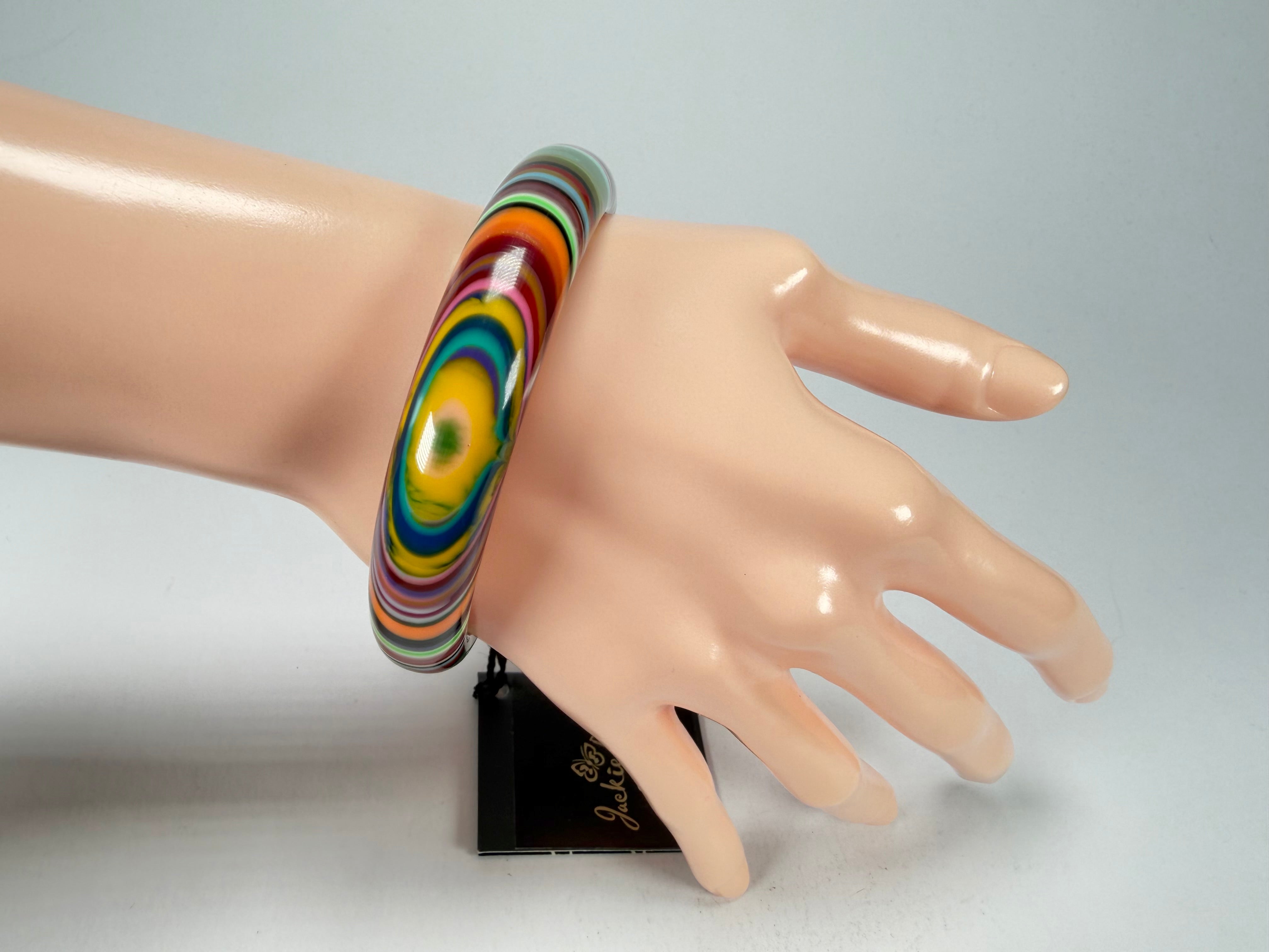 Jackie Brazil "Thin Cat Eye" Liquorice Allsorts with Cat Eye Mix Colours 1.3cm Resin Bangle ( B1151 )