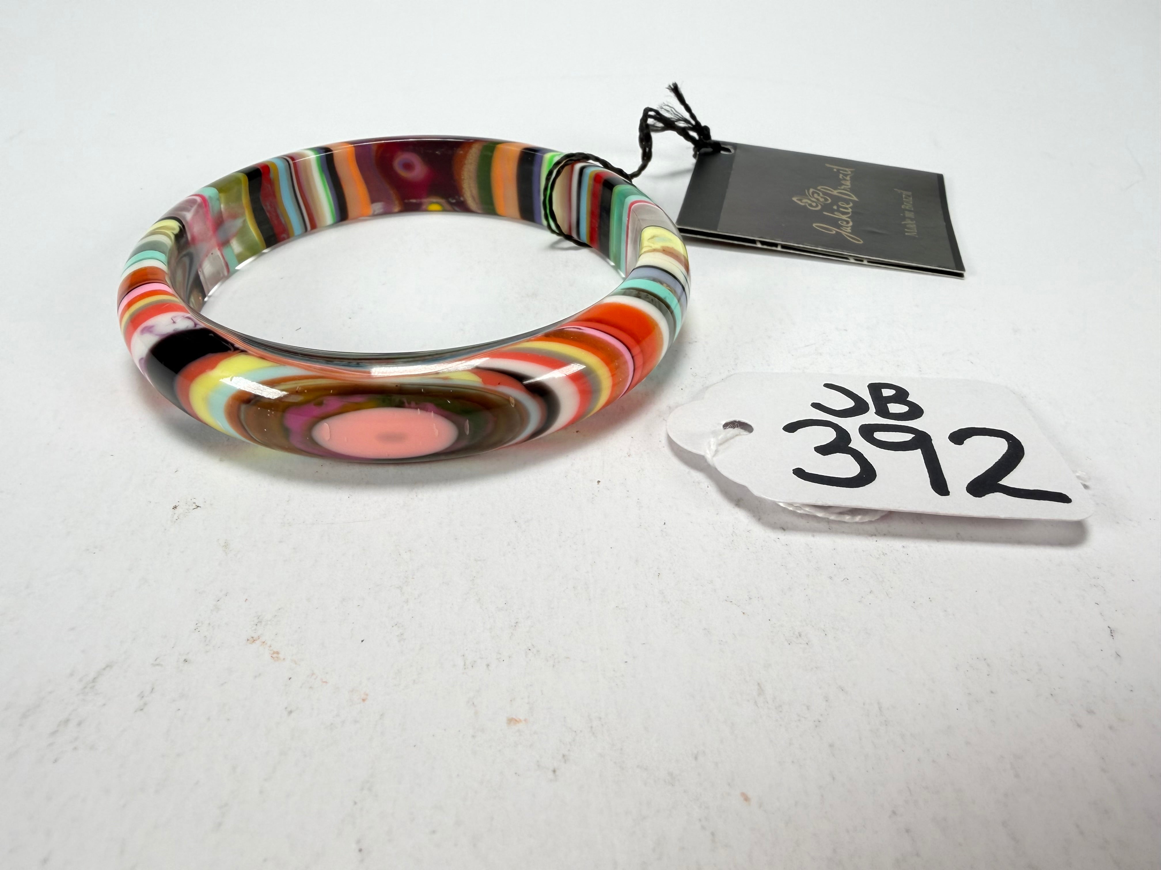 Jackie Brazil "Thin Cat Eye" Liquorice Allsorts with Cat Eye Mix Colours 1.3cm Resin Bangle ( B1151 )