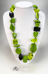 Jackie Brazil "Indiana" Light Green Multi-Bead Medium Resin 70cm Necklace ( N0033 )