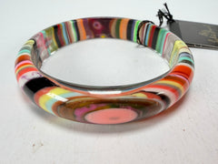 Jackie Brazil "Thin Cat Eye" Liquorice Allsorts with Cat Eye Mix Colours 1.3cm Resin Bangle ( B1151 )