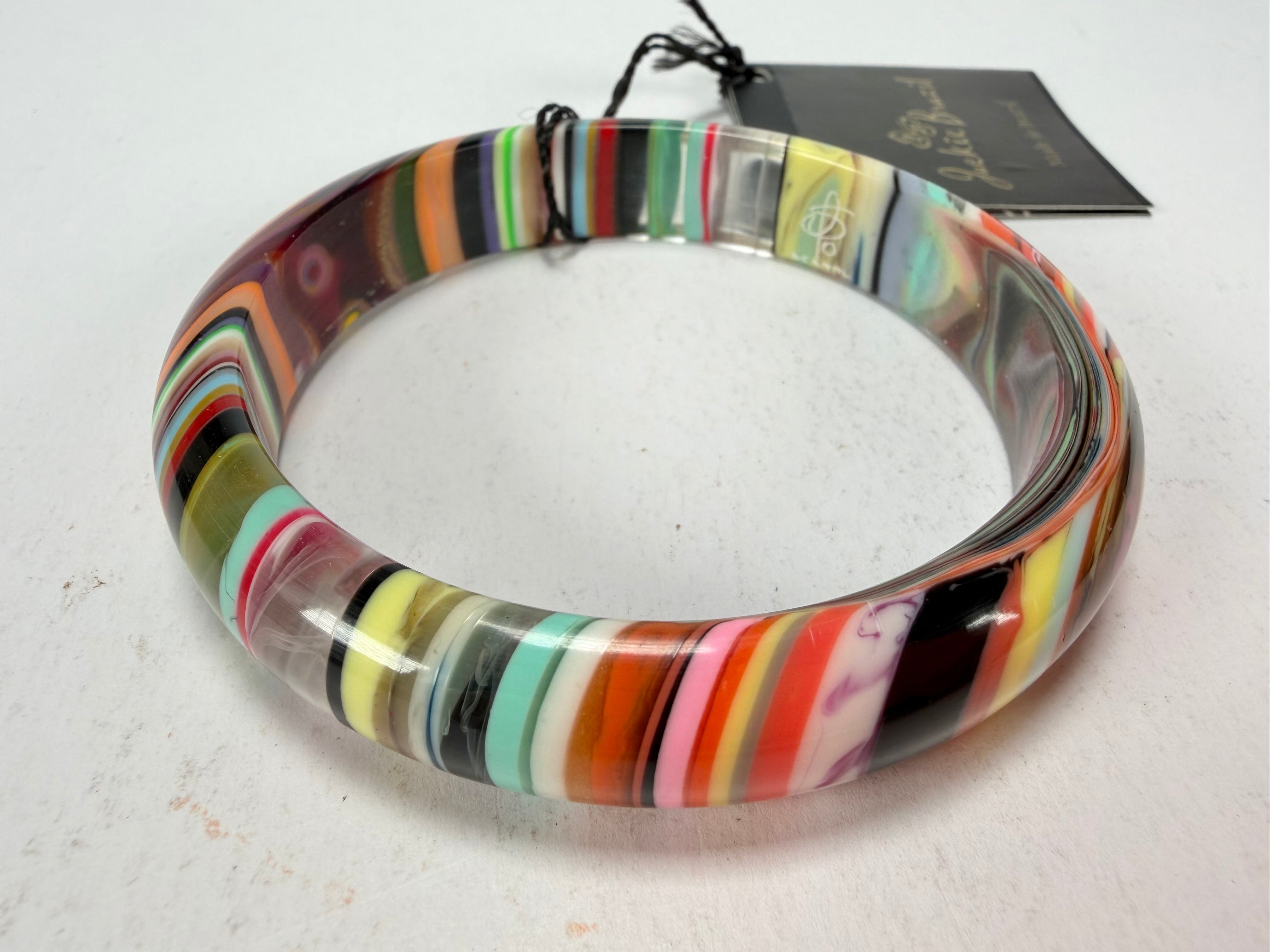 Jackie Brazil "Thin Cat Eye" Liquorice Allsorts with Cat Eye Mix Colours 1.3cm Resin Bangle ( B1151 )