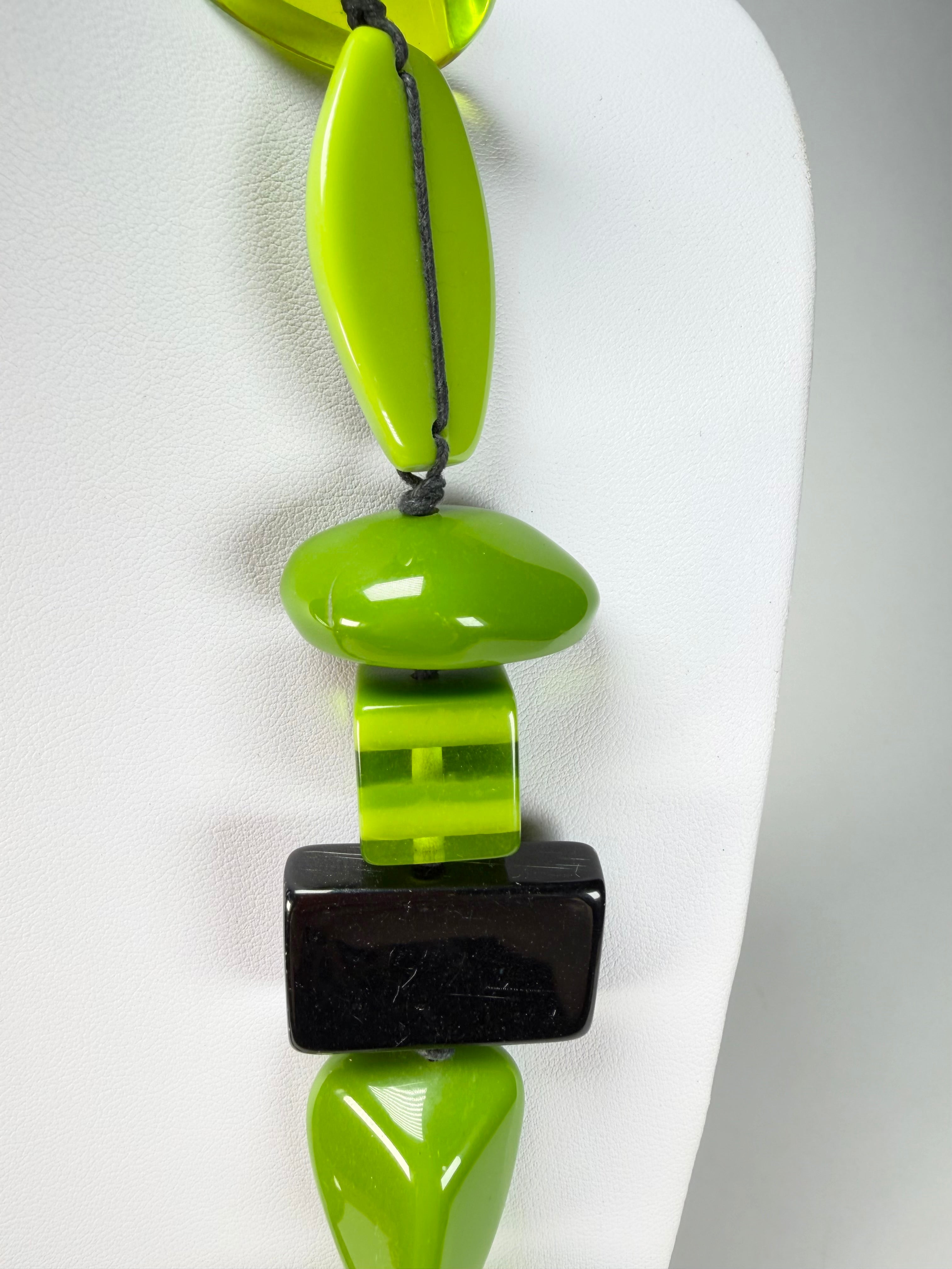 Jackie Brazil "Indiana" Light Green Multi-Bead Medium Resin 70cm Necklace ( N0033 )