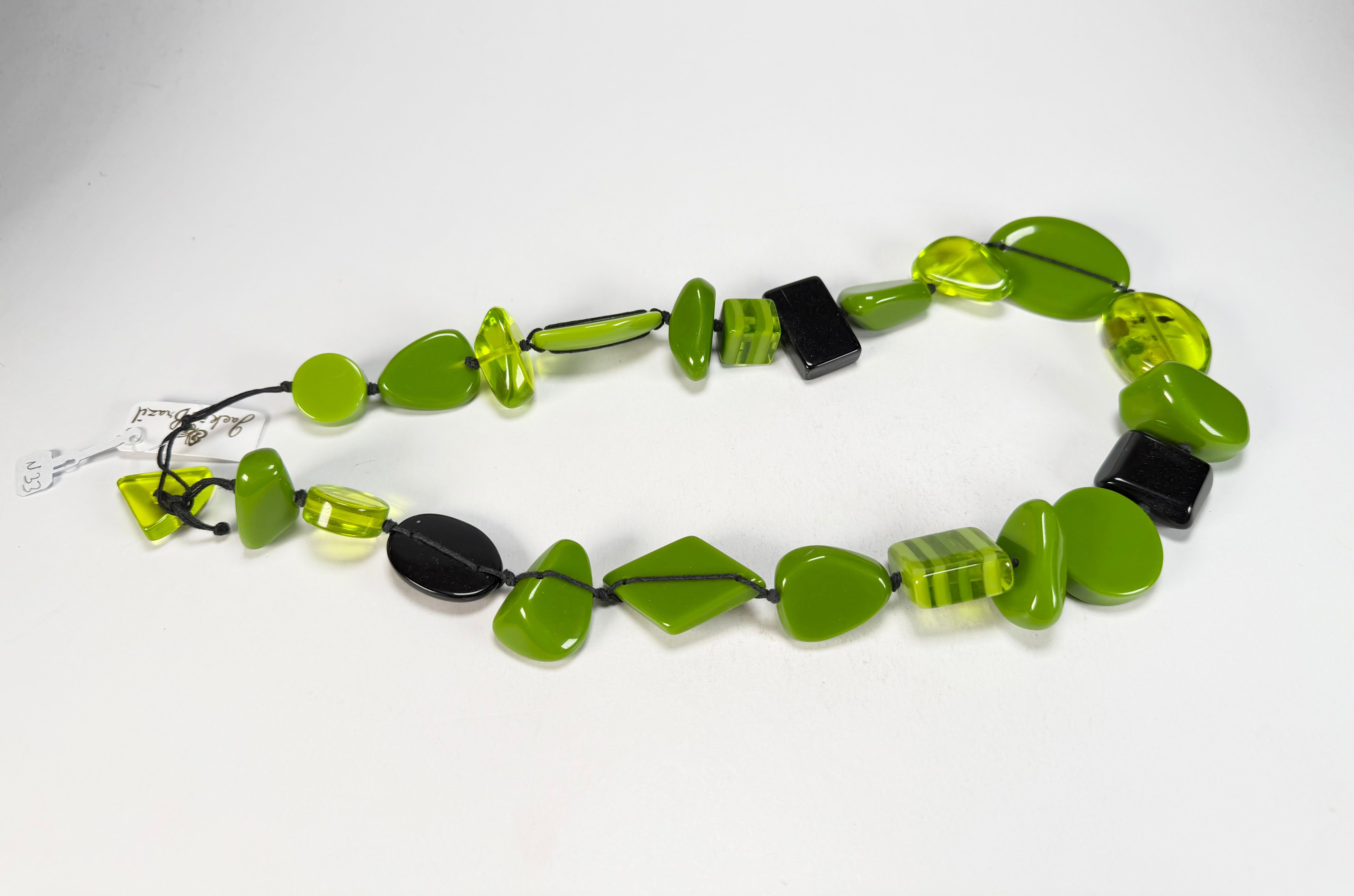 Jackie Brazil "Indiana" Light Green Multi-Bead Medium Resin 70cm Necklace ( N0033 )