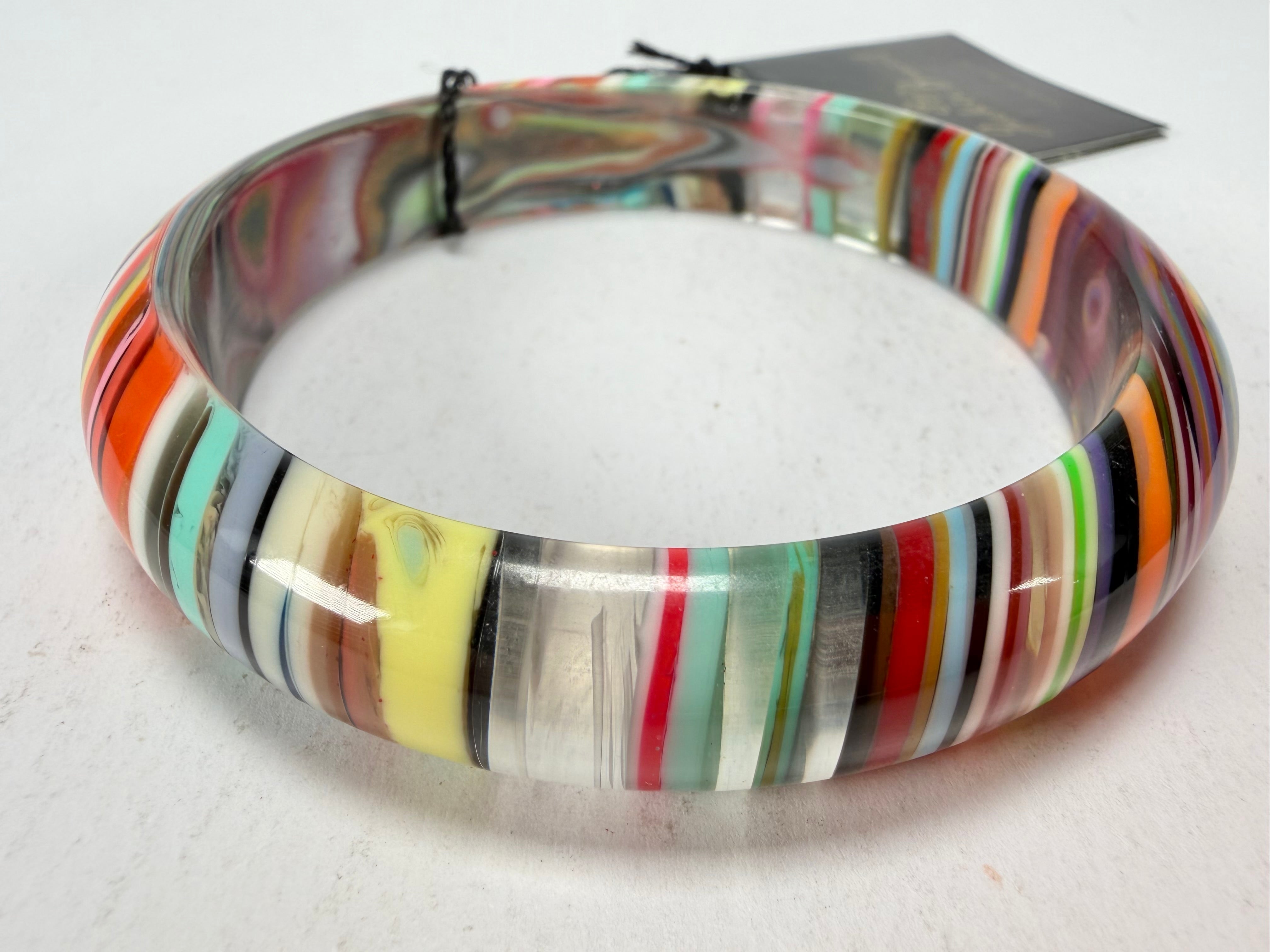 Jackie Brazil "Thin Cat Eye" Liquorice Allsorts with Cat Eye Mix Colours 1.3cm Resin Bangle ( B1151 )