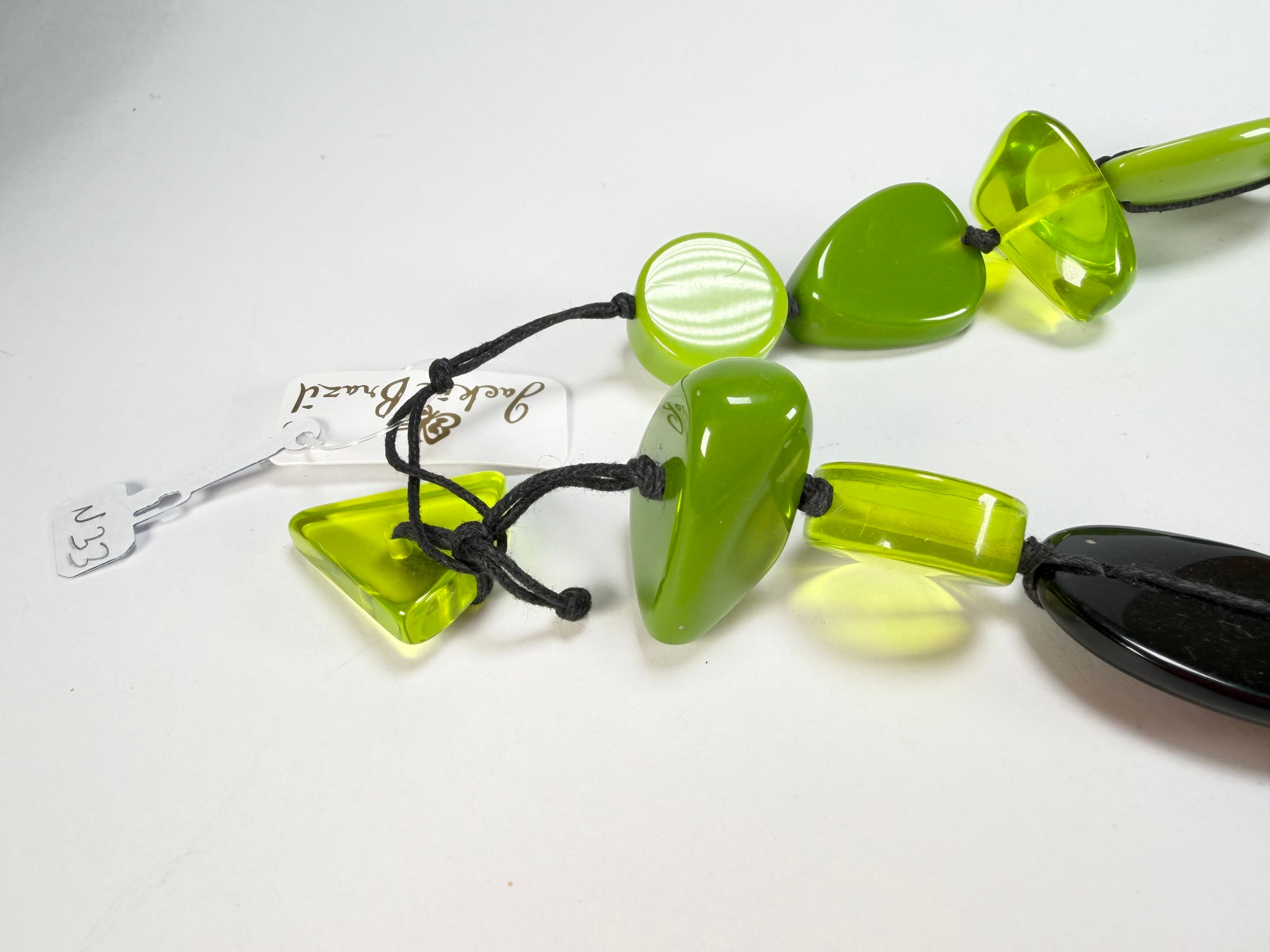 Jackie Brazil "Indiana" Light Green Multi-Bead Medium Resin 70cm Necklace ( N0033 )