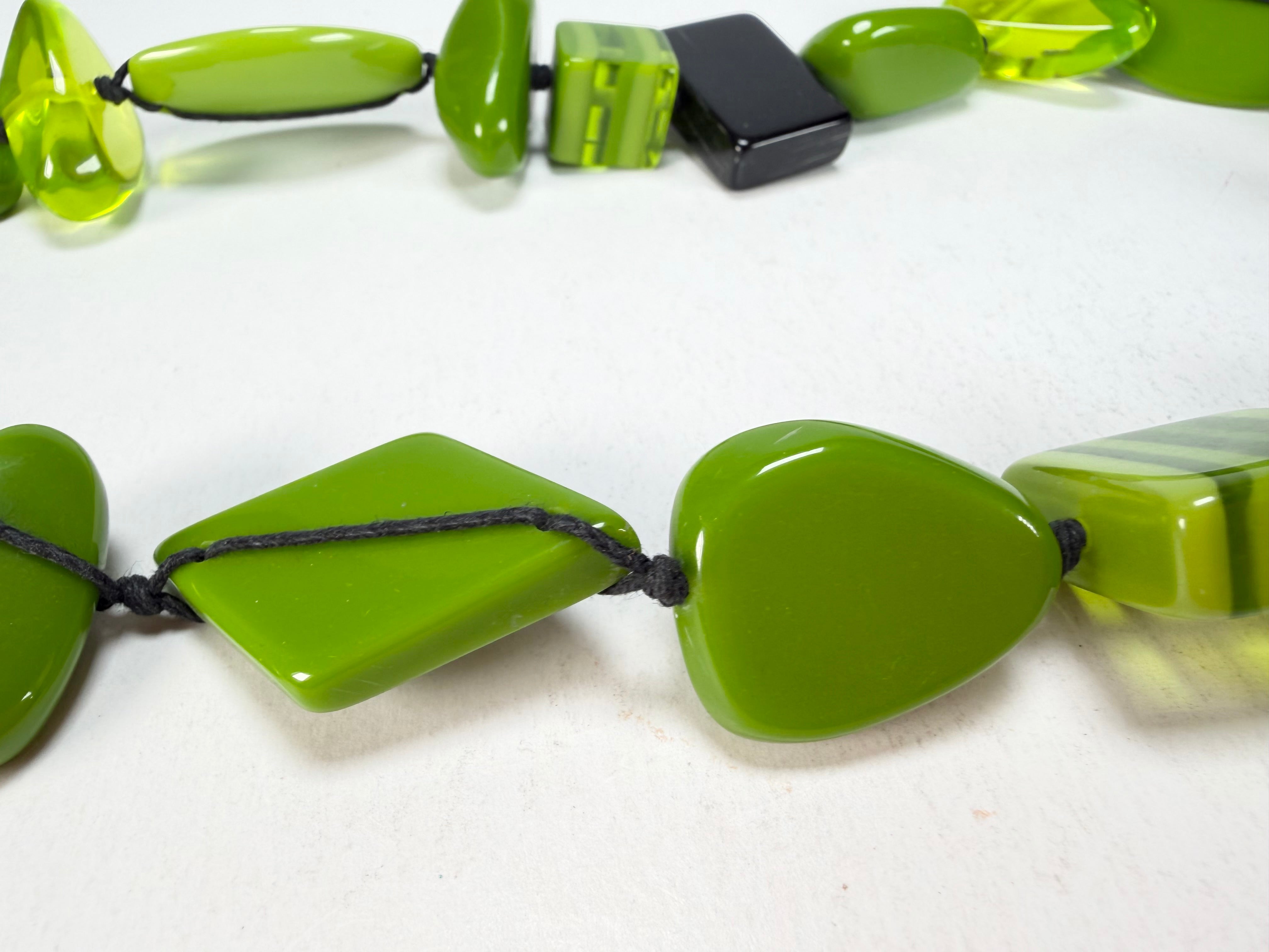 Jackie Brazil "Indiana" Light Green Multi-Bead Medium Resin 70cm Necklace ( N0033 )