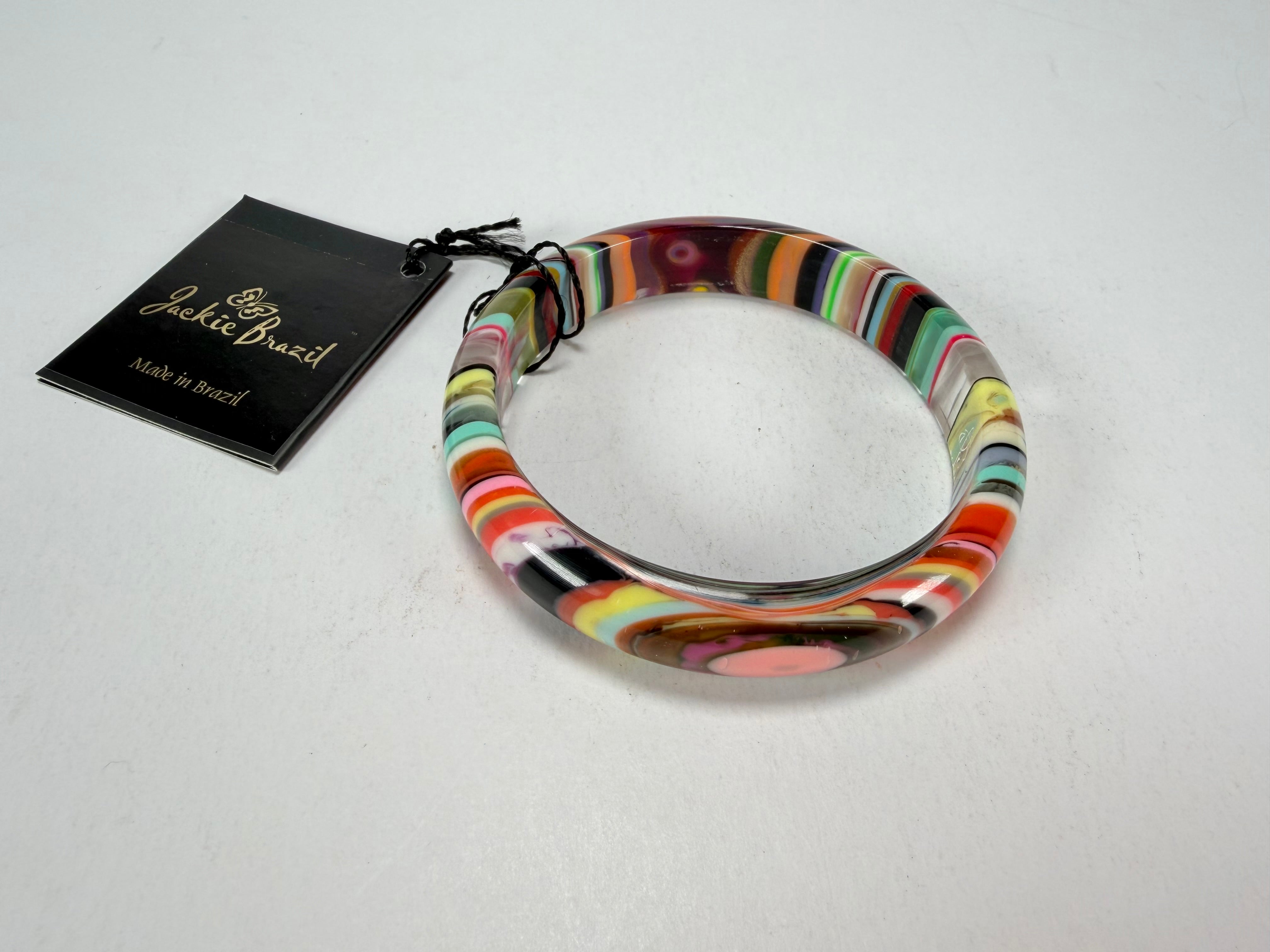 Jackie Brazil "Thin Cat Eye" Liquorice Allsorts with Cat Eye Mix Colours 1.3cm Resin Bangle ( B1151 )