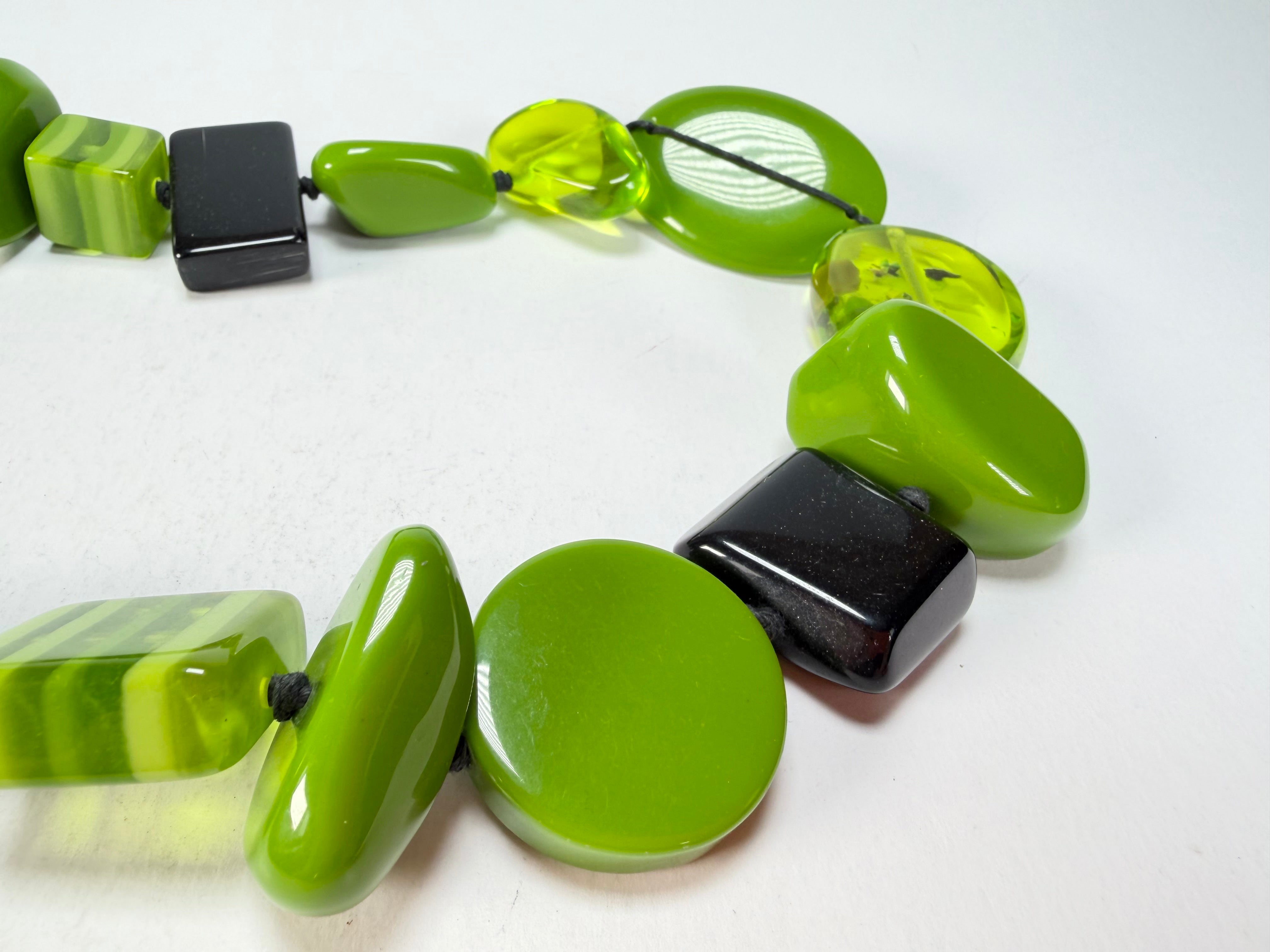Jackie Brazil "Indiana" Light Green Multi-Bead Medium Resin 70cm Necklace ( N0033 )