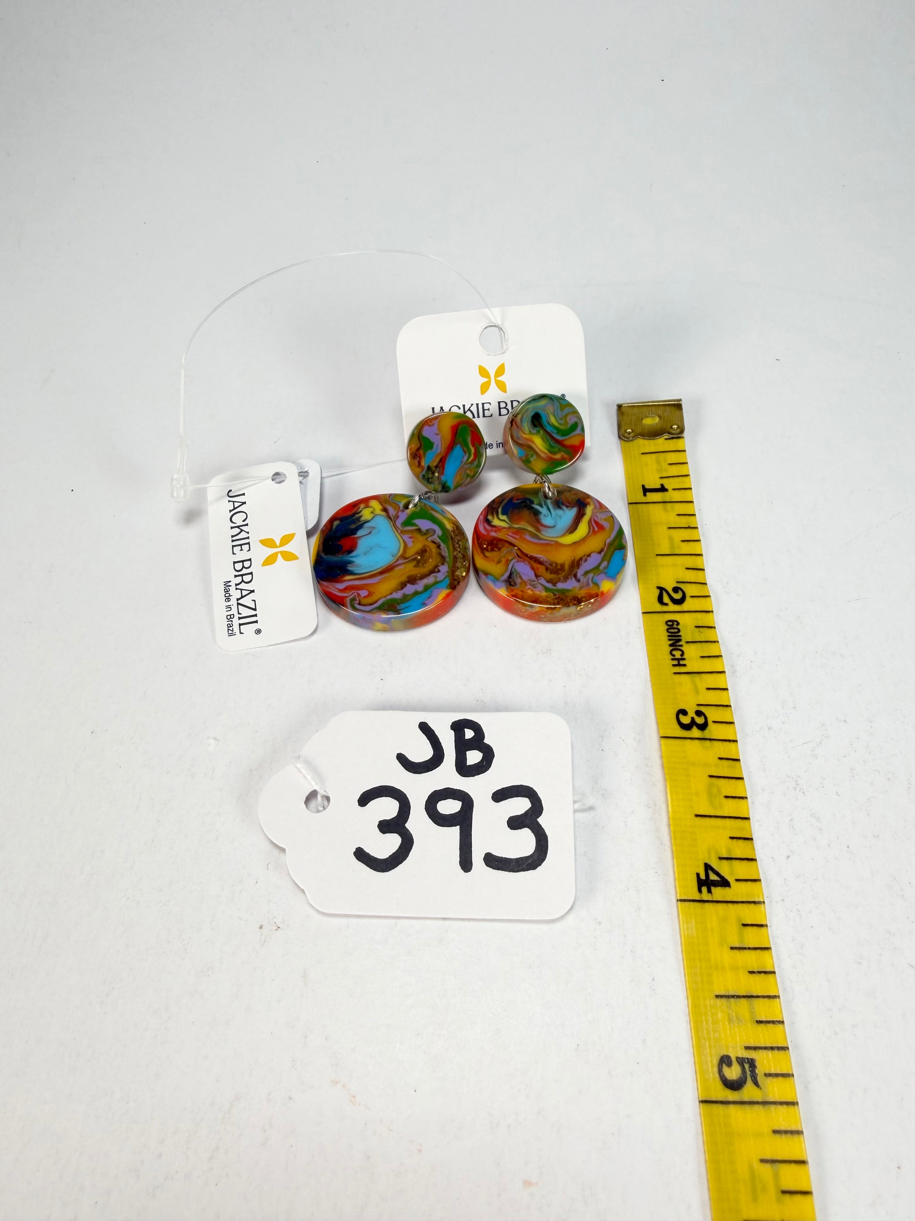 Jackie Brazil "Duo Stud" Kandinsky Disk On Pin Resin Earrings ( E0520 )