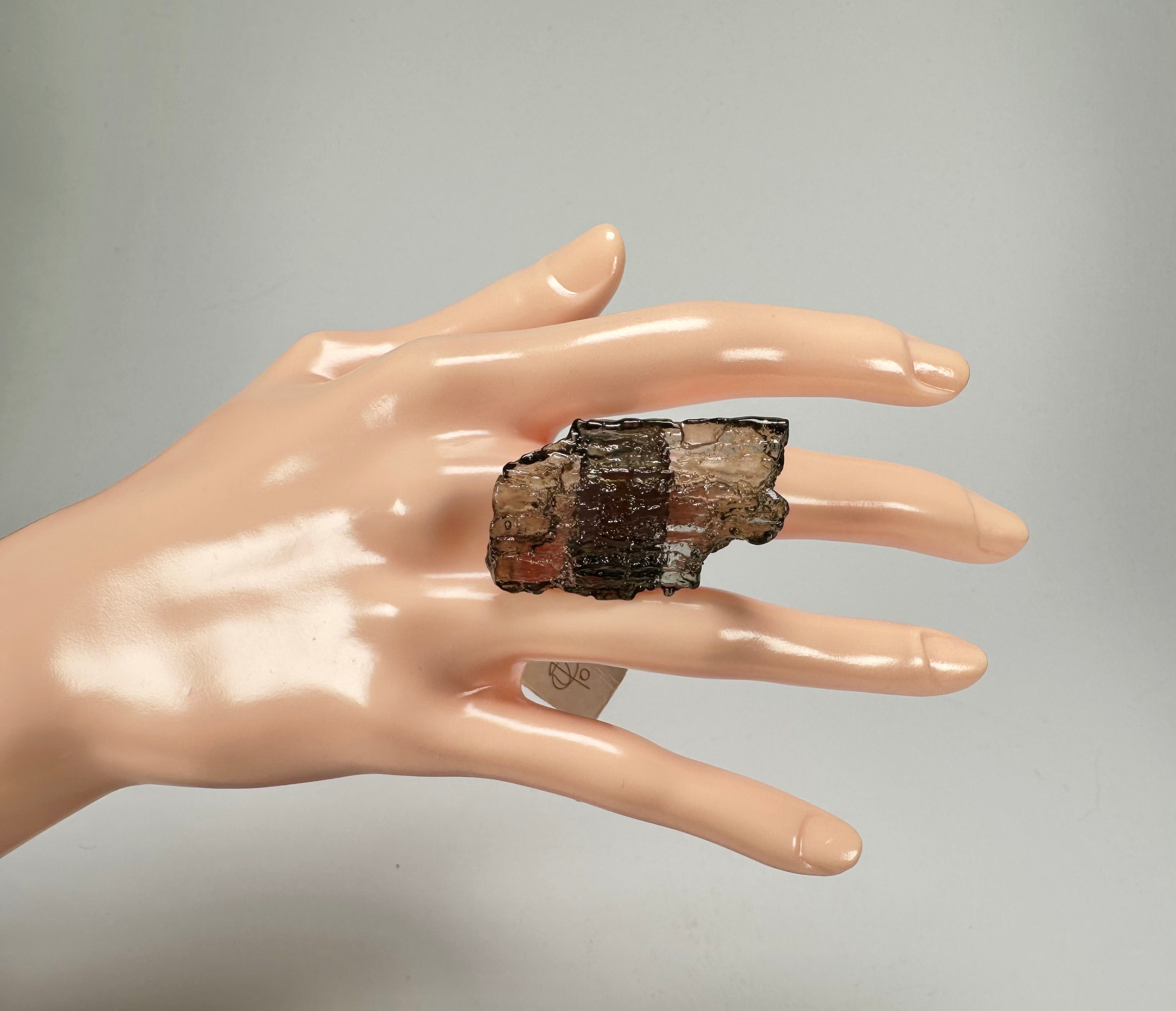 Jackie Brazil "Smoked Crystal" Charcoal Resin Ring ( R2782 ) UK O / USA 7