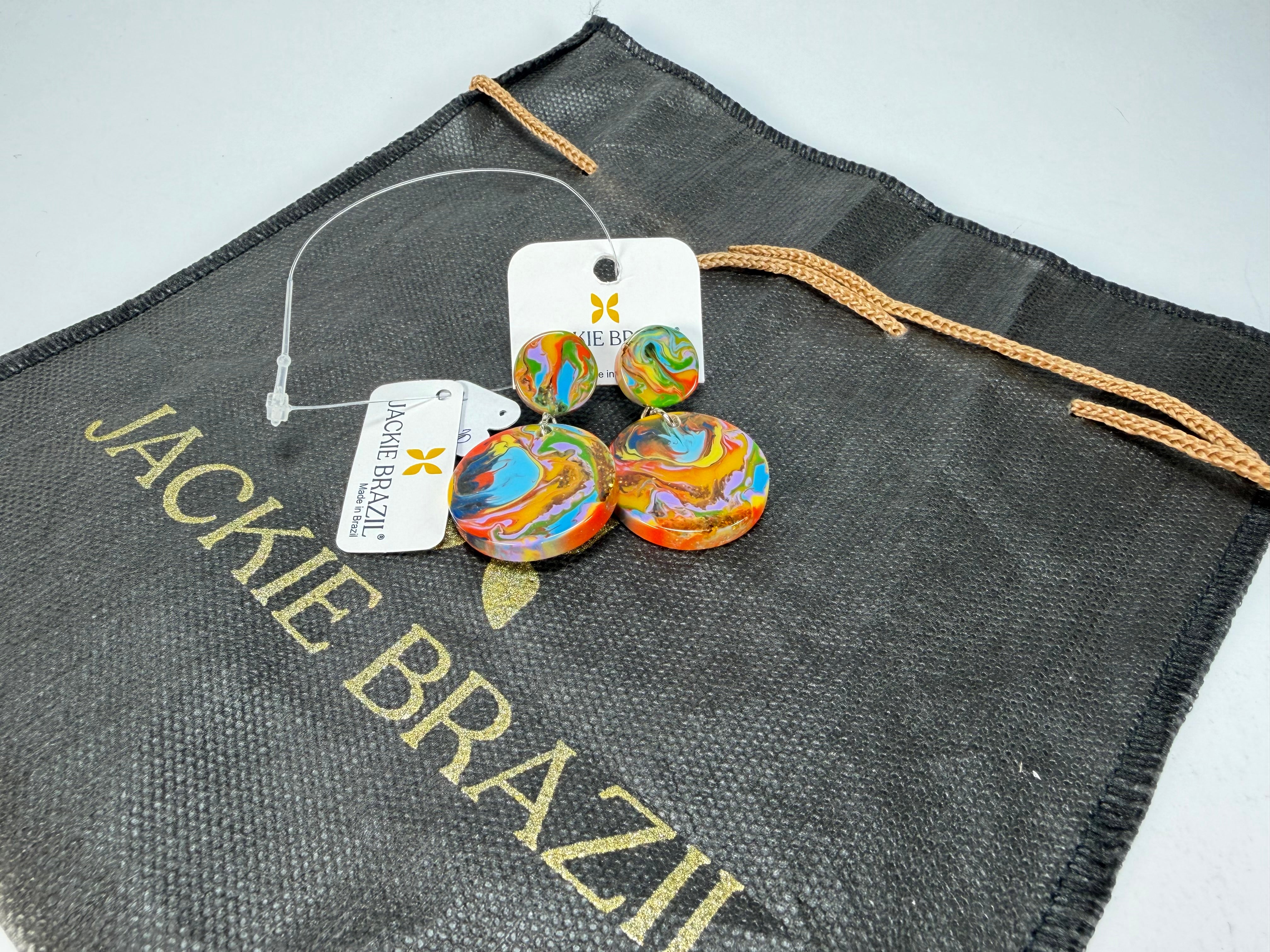 Jackie Brazil "Duo Stud" Kandinsky Disk On Pin Resin Earrings ( E0520 )