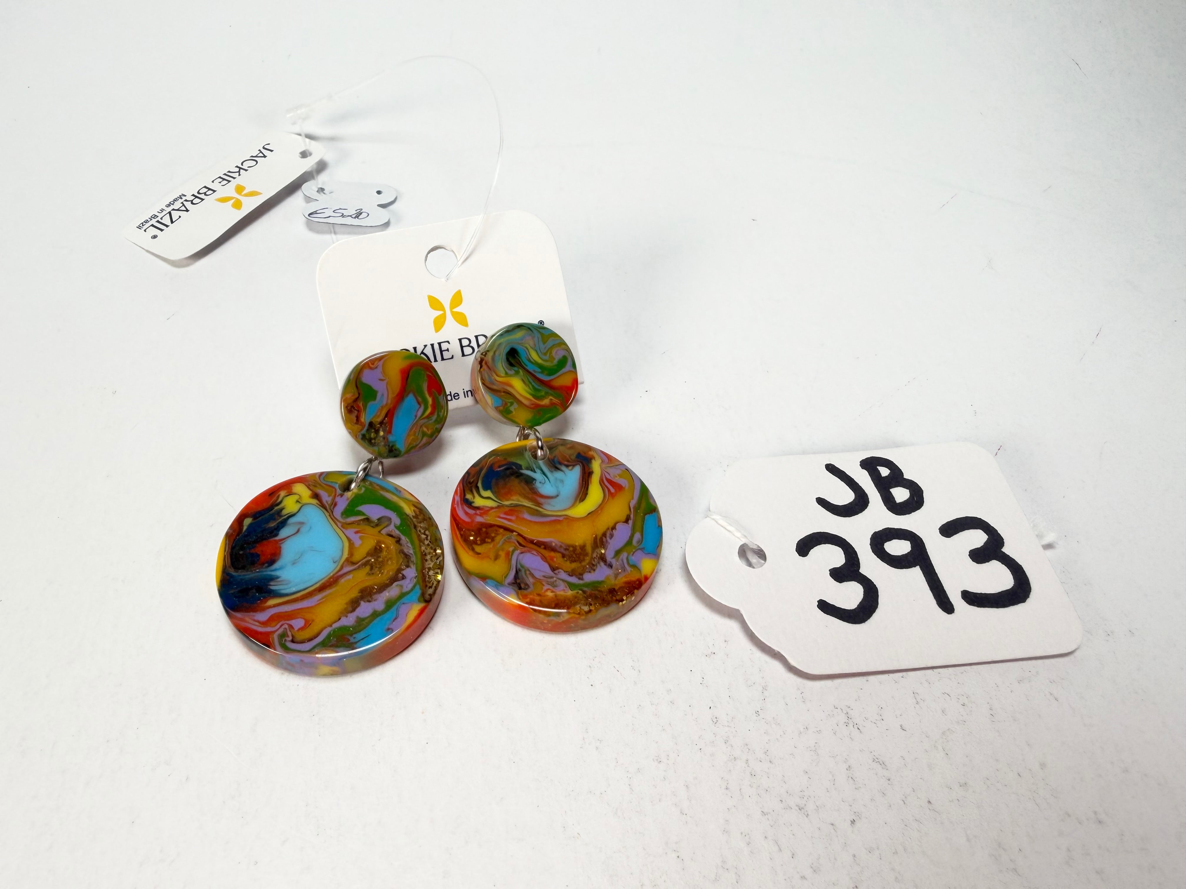 Jackie Brazil "Duo Stud" Kandinsky Disk On Pin Resin Earrings ( E0520 )