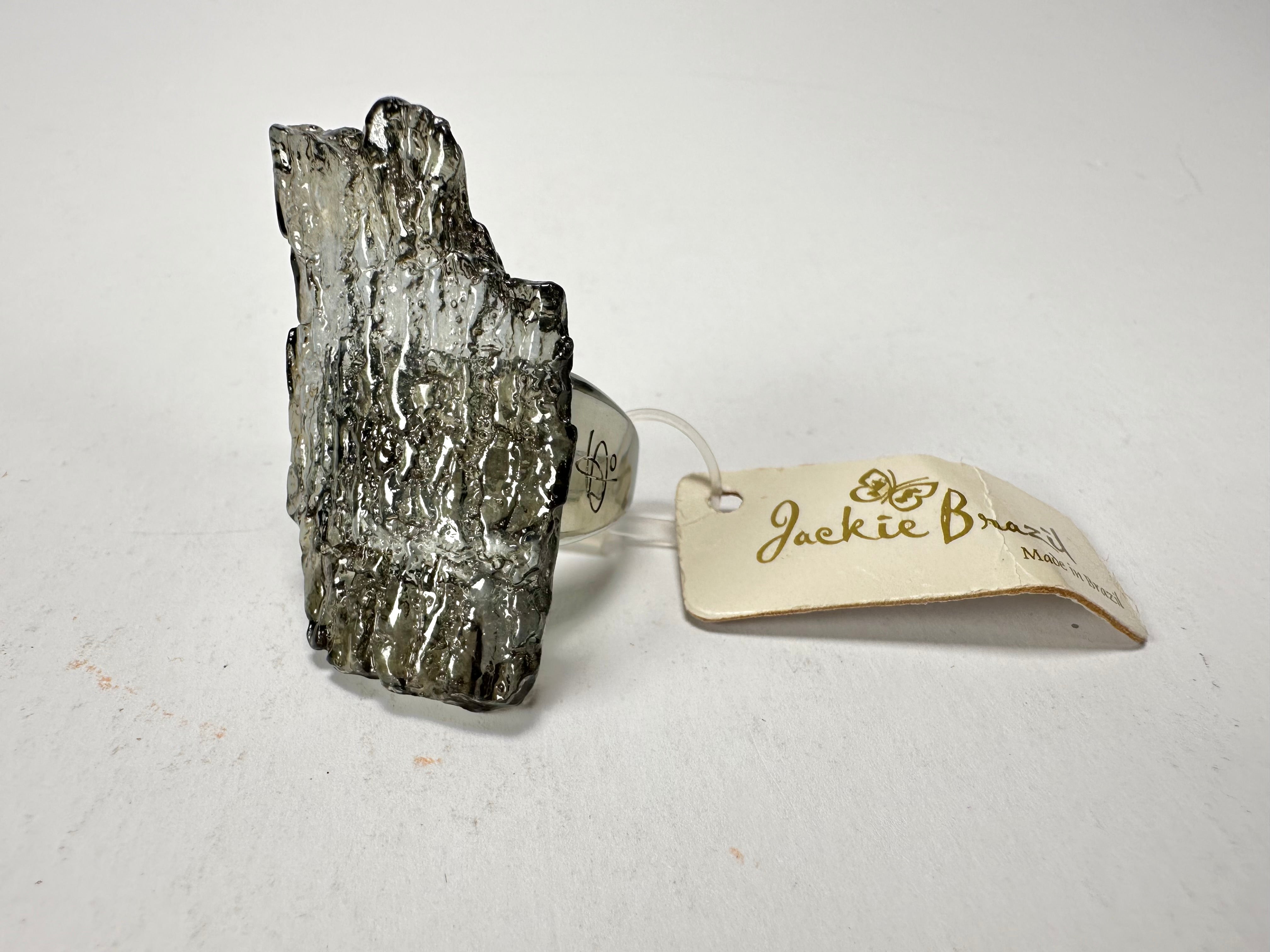 Jackie Brazil "Smoked Crystal" Charcoal Resin Ring ( R2782 ) UK O / USA 7
