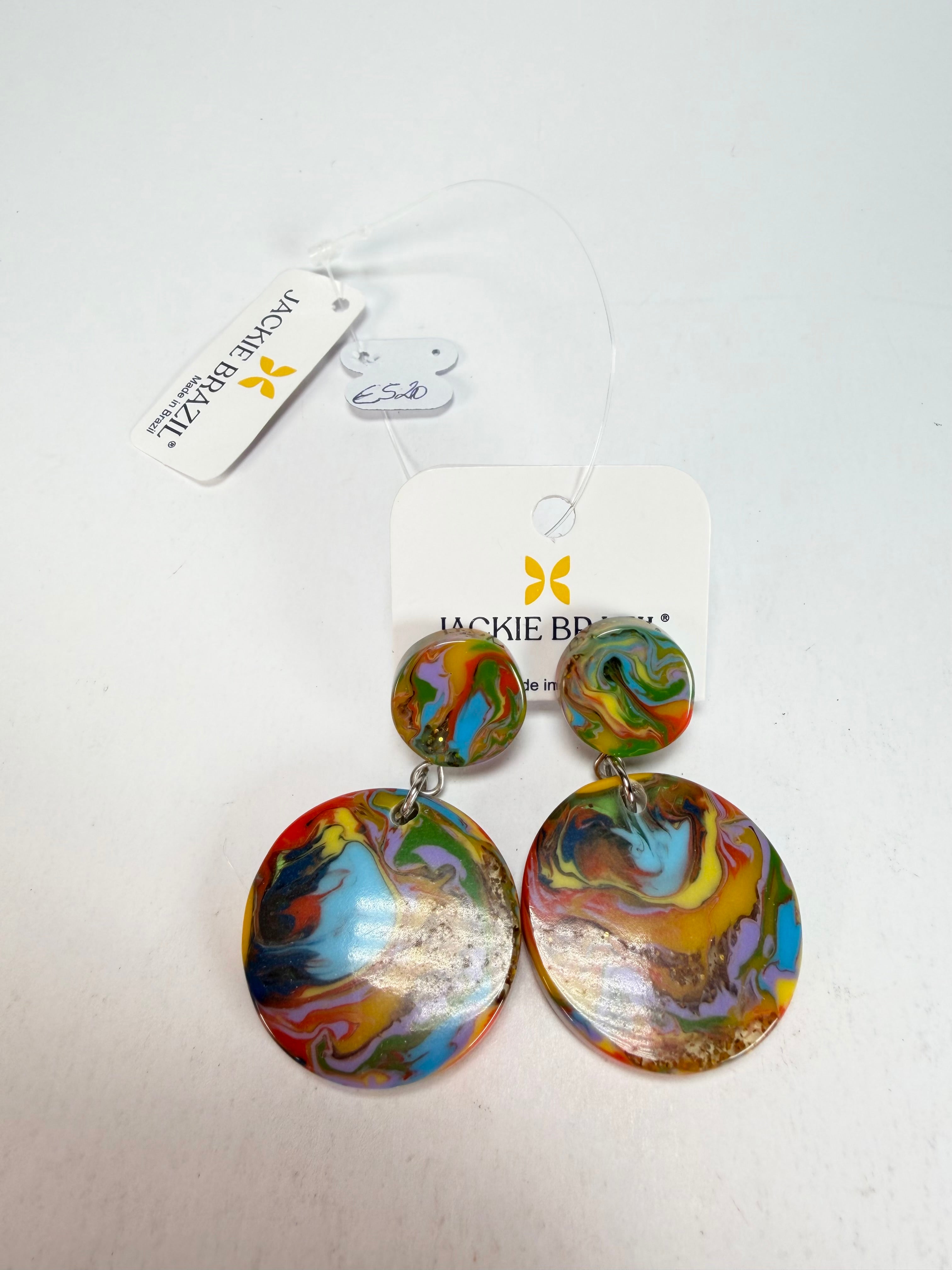 Jackie Brazil "Duo Stud" Kandinsky Disk On Pin Resin Earrings ( E0520 )