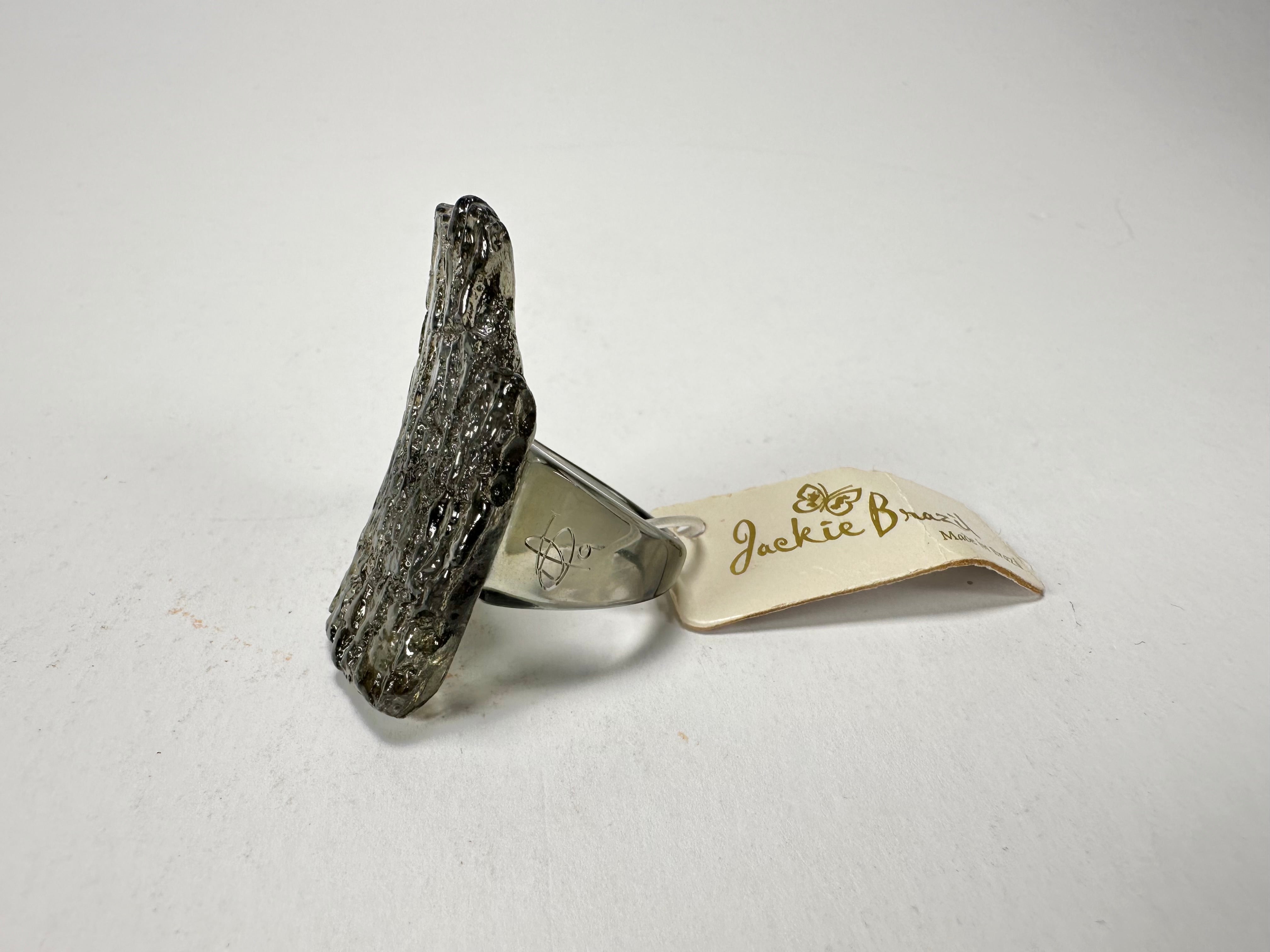 Jackie Brazil "Smoked Crystal" Charcoal Resin Ring ( R2782 ) UK O / USA 7