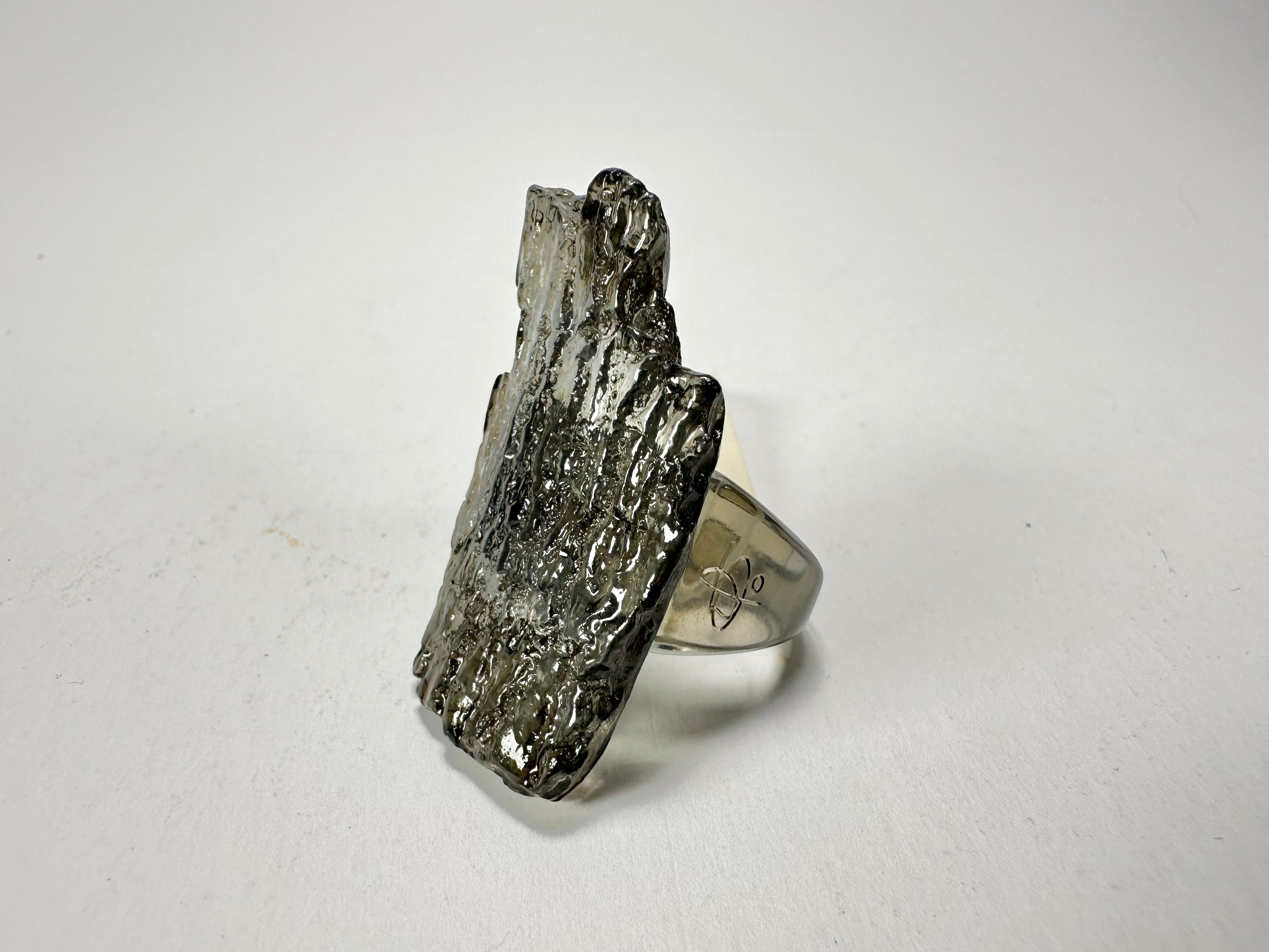 Jackie Brazil "Smoked Crystal" Charcoal Resin Ring ( R2782 ) UK O / USA 7