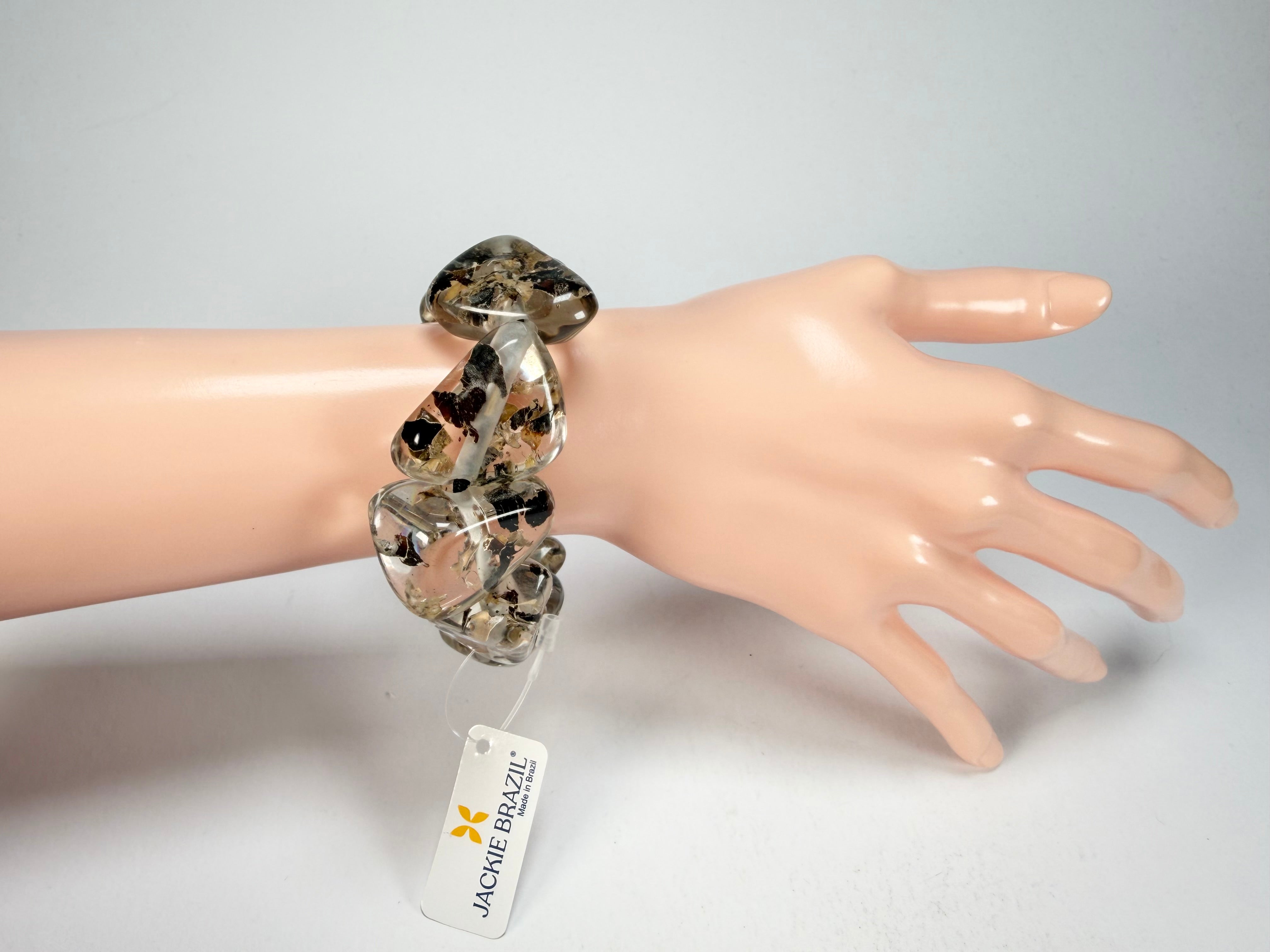 Jackie Brazil "Diamonds" Seaweed Flintstone Bone Bracelet ( B0211 )
