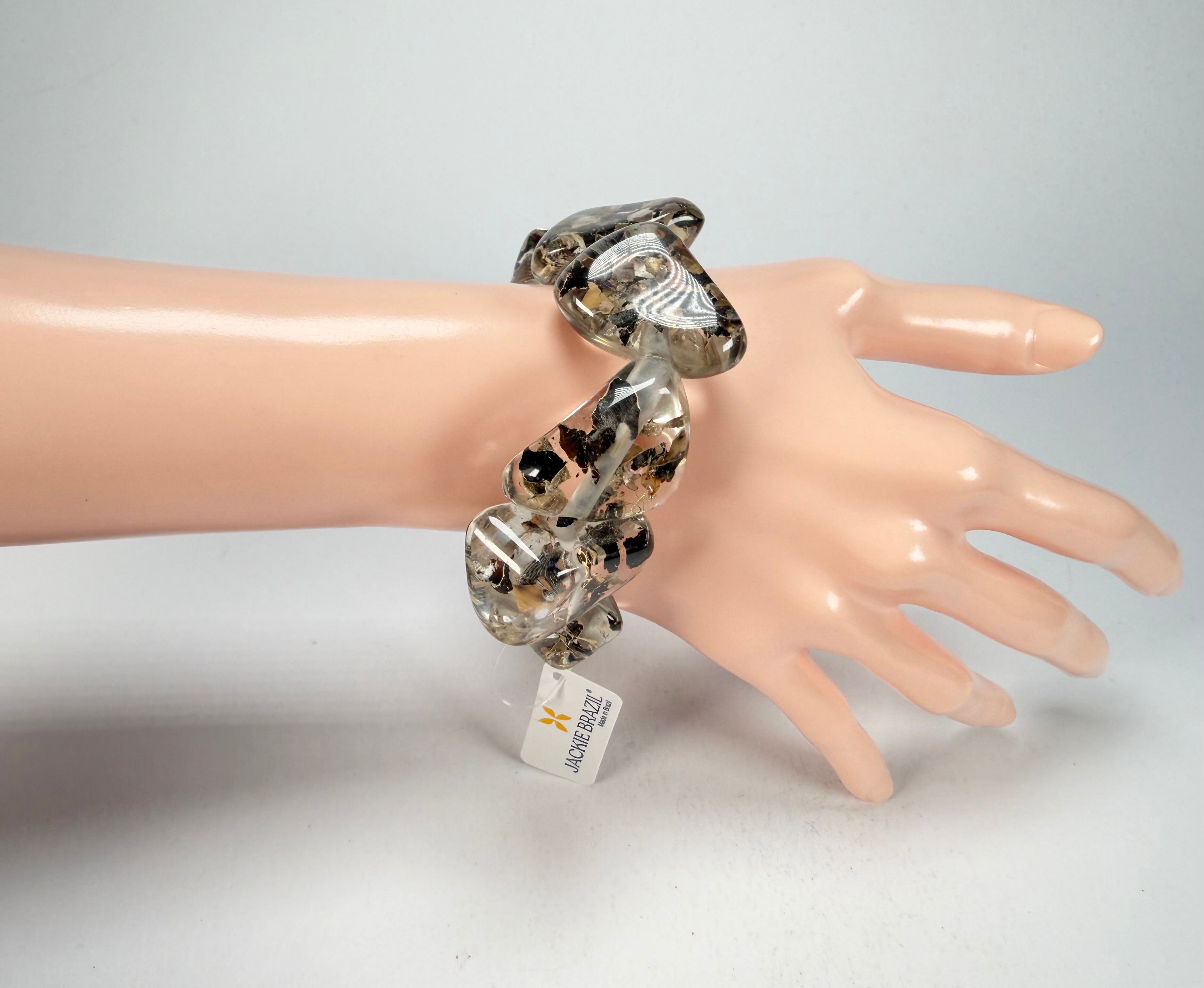 Jackie Brazil "Diamonds" Seaweed Flintstone Bone Bracelet ( B0211 )