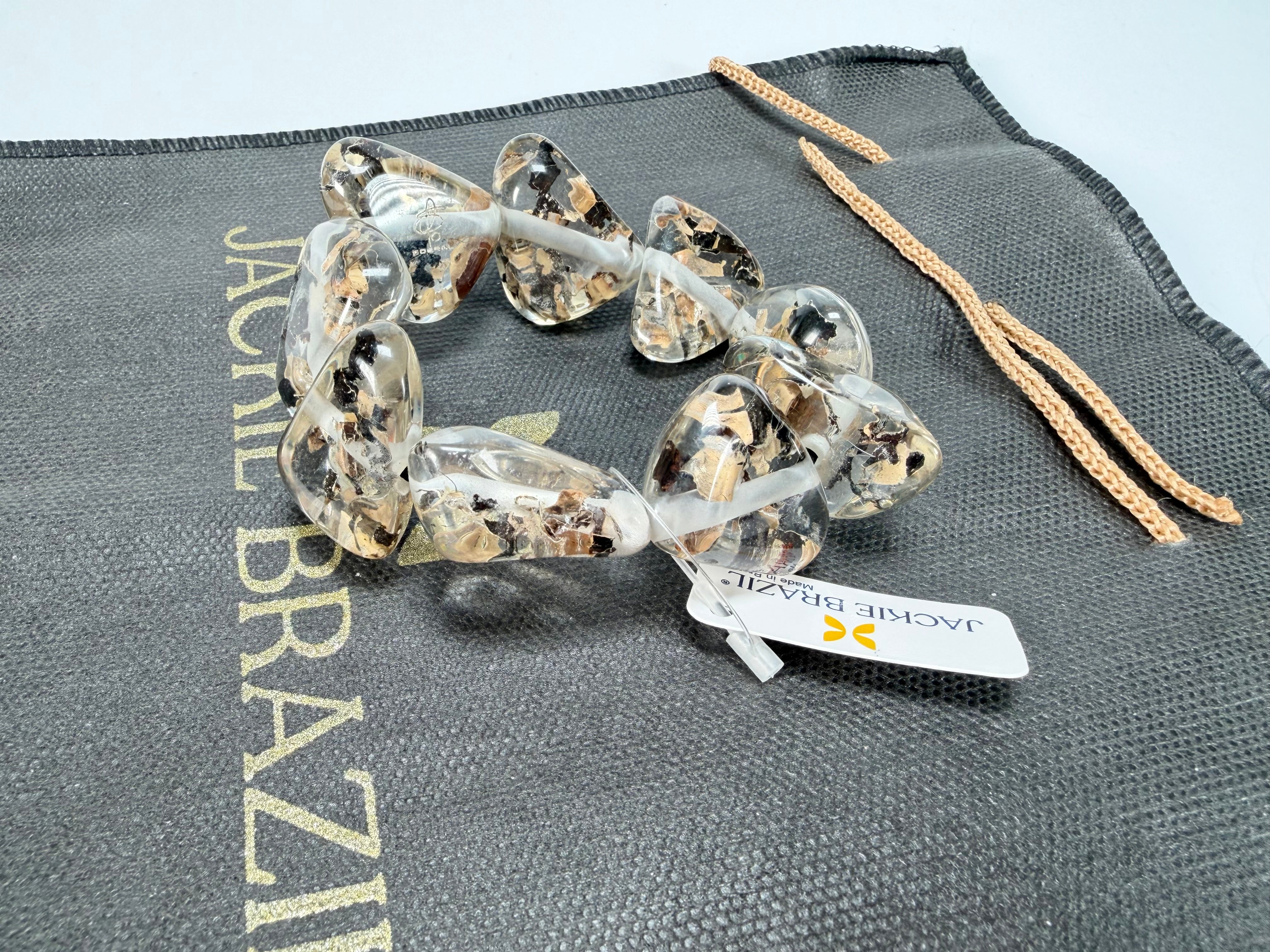 Jackie Brazil "Diamonds" Seaweed Flintstone Bone Bracelet ( B0211 )