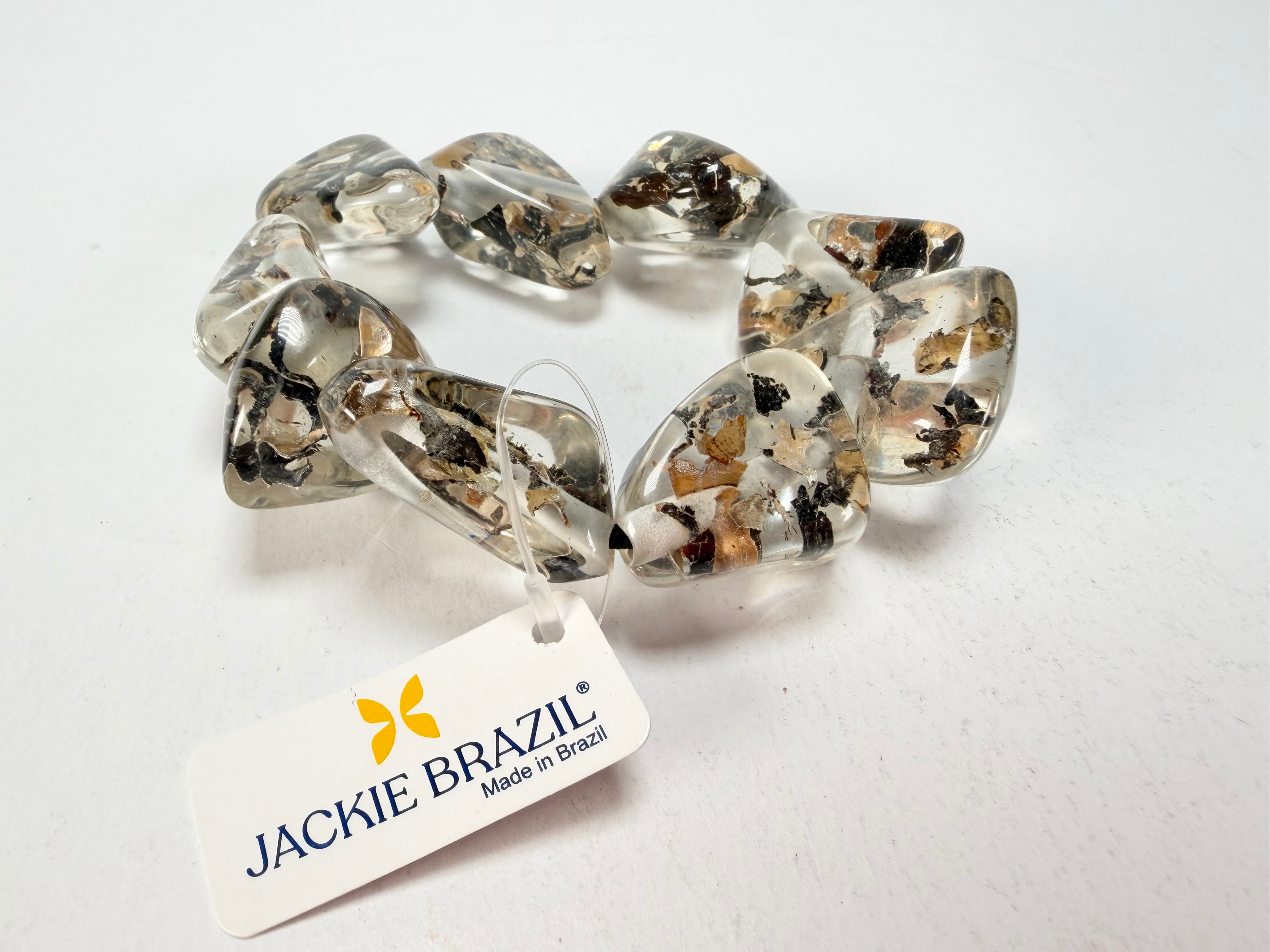 Jackie Brazil "Diamonds" Seaweed Flintstone Bone Bracelet ( B0211 )
