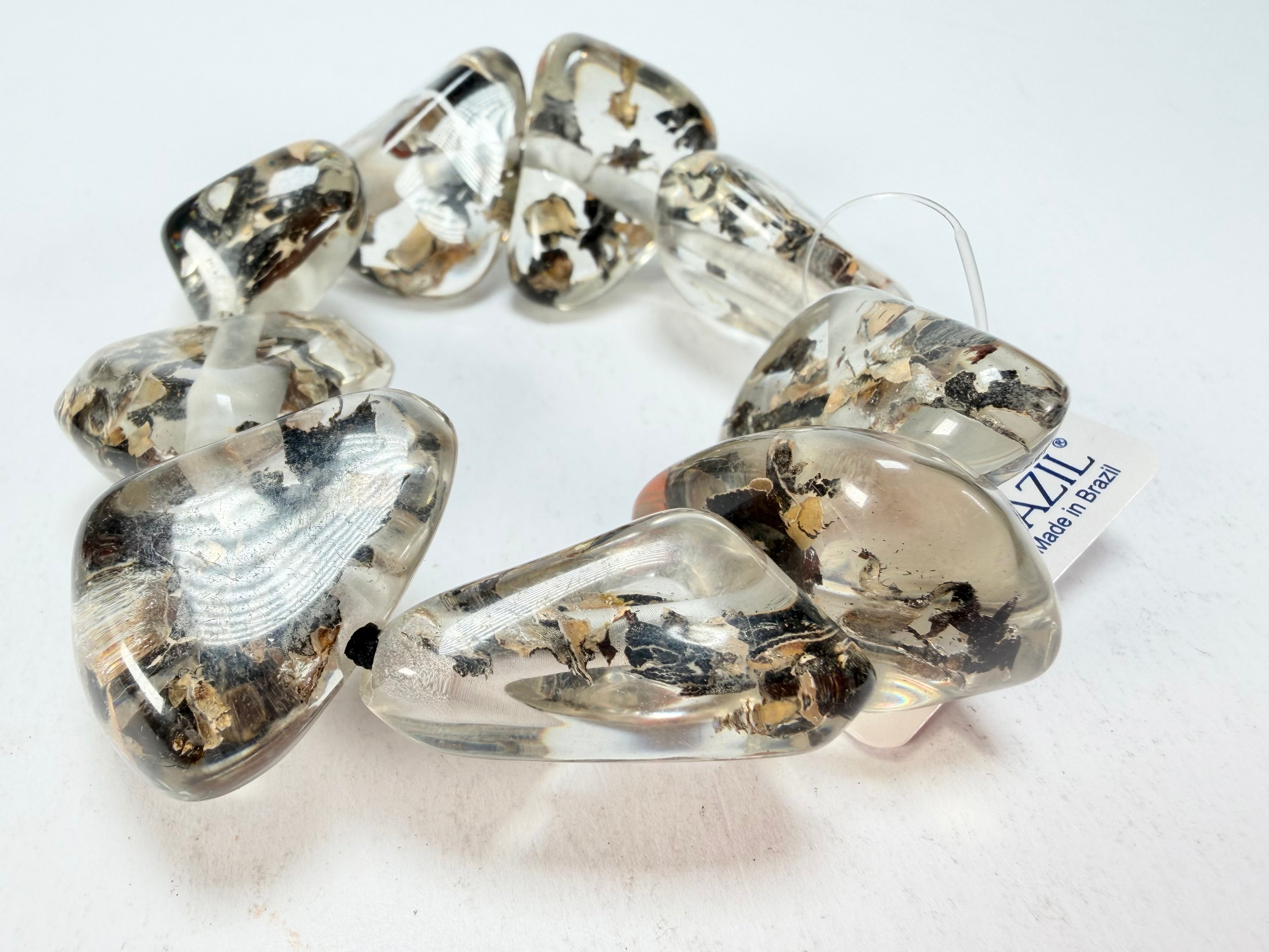 Jackie Brazil "Diamonds" Seaweed Flintstone Bone Bracelet ( B0211 )