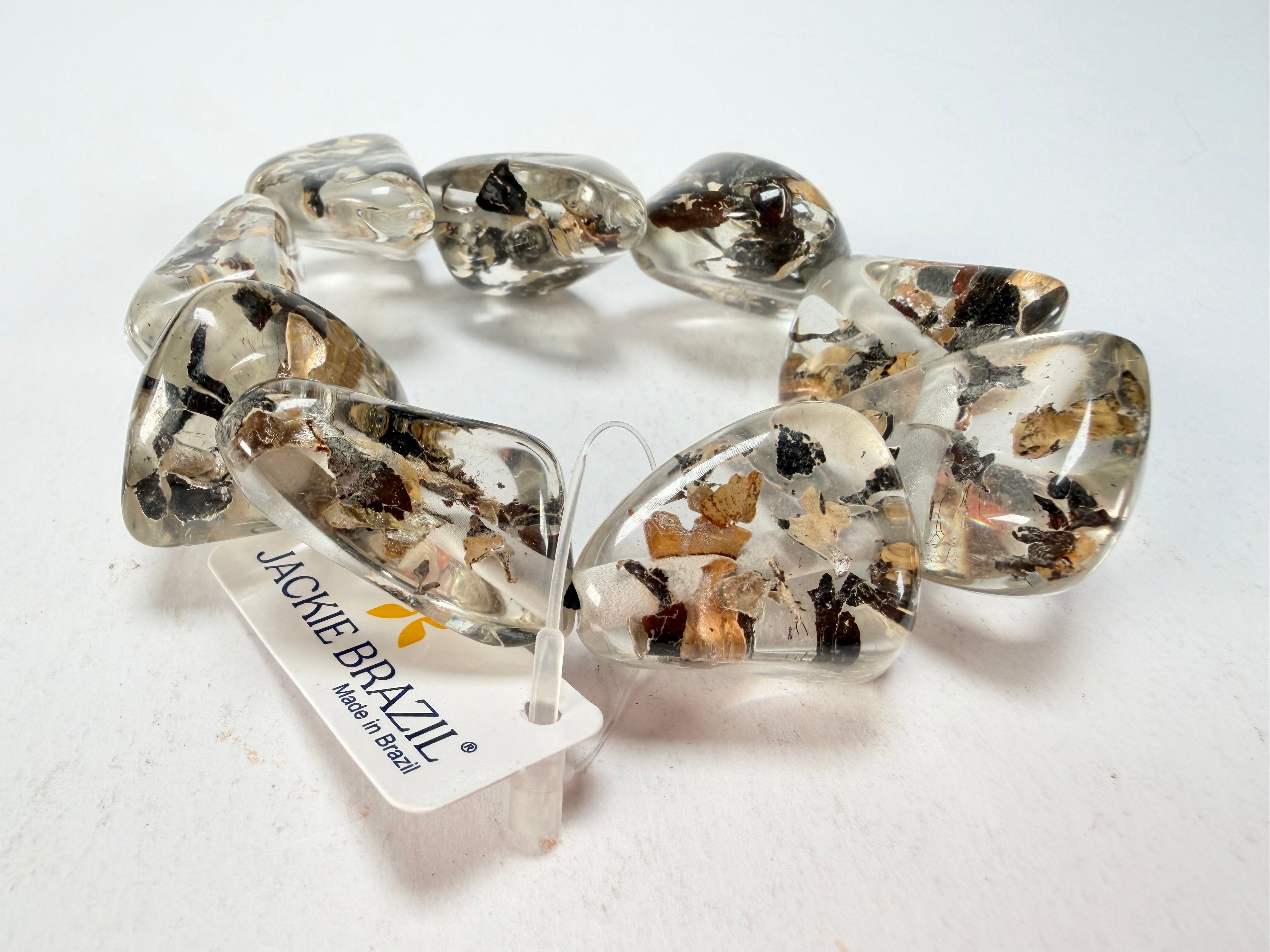 Jackie Brazil "Diamonds" Seaweed Flintstone Bone Bracelet ( B0211 )