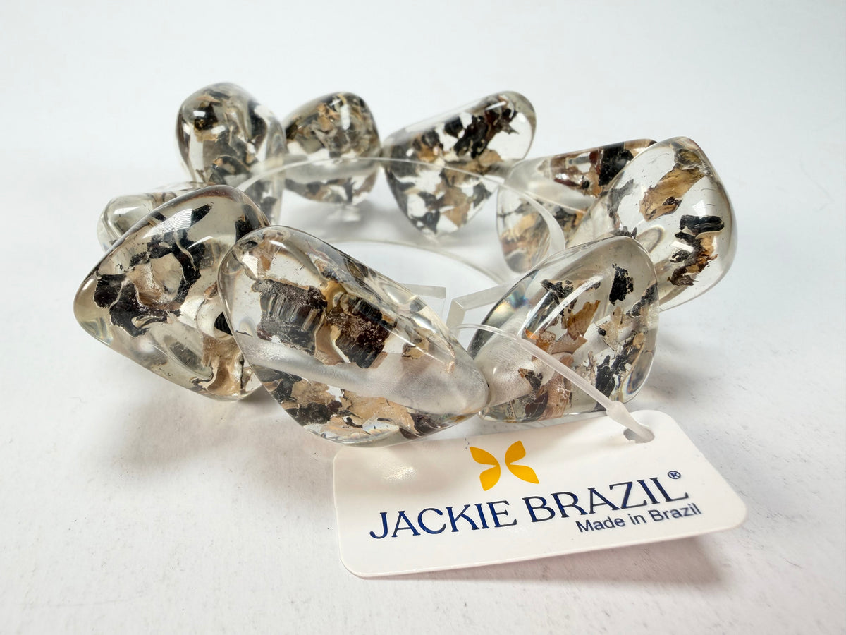 Jackie Brazil "Diamonds" Seaweed Flintstone Bone Bracelet ( B0211 )