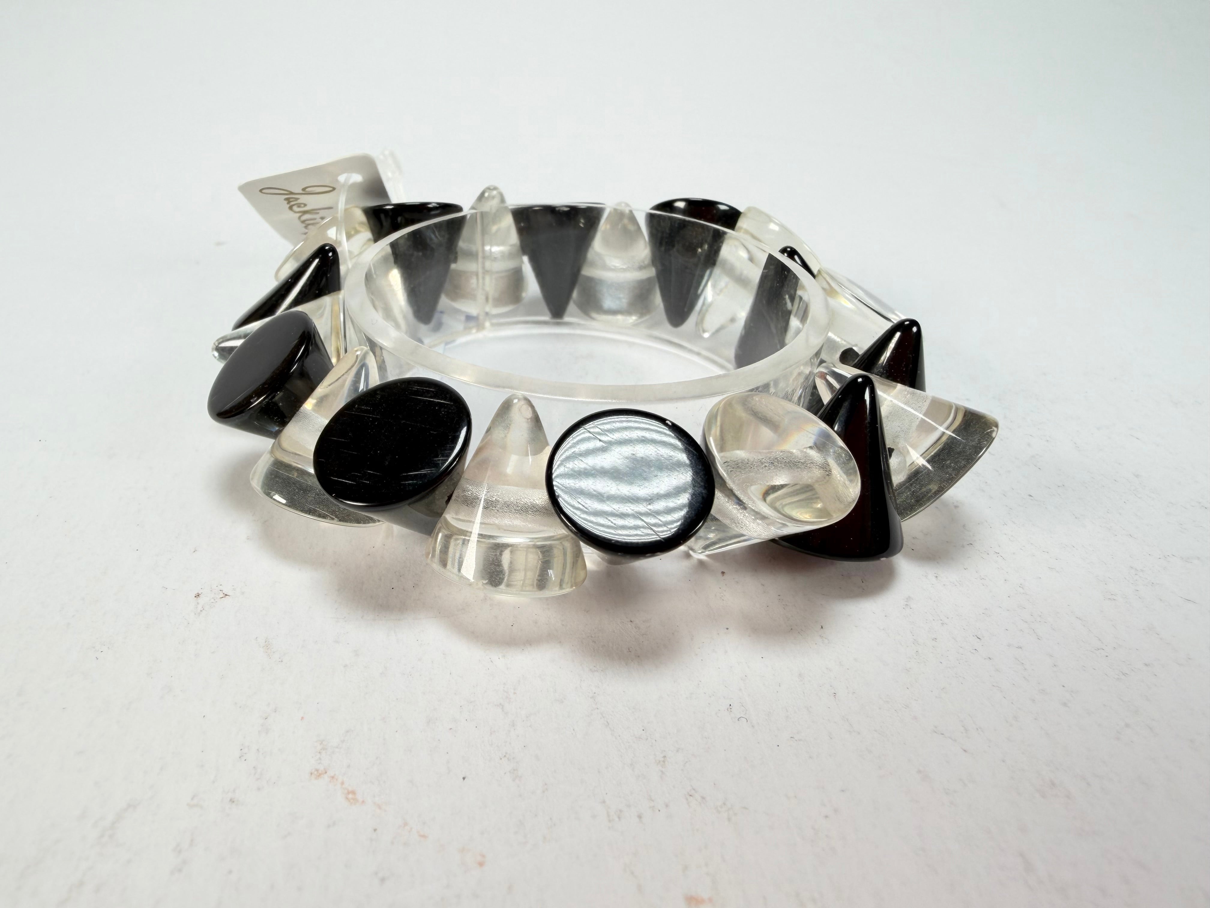 Jackie Brazil "Oscar" Black & Clear Transparent Cones on Elastic Bracelet ( B0935 )