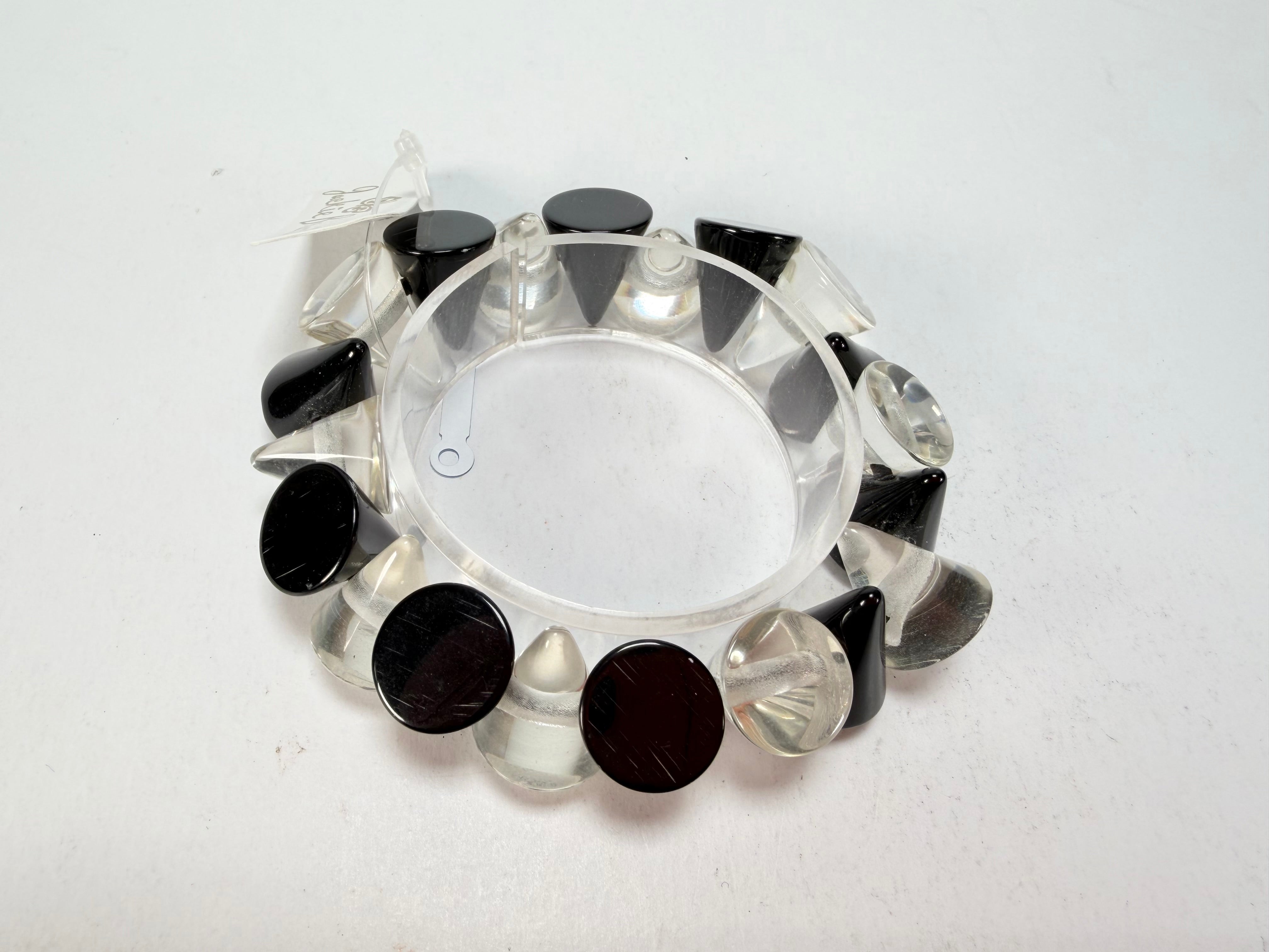 Jackie Brazil "Oscar" Black & Clear Transparent Cones on Elastic Bracelet ( B0935 )