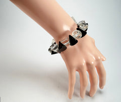 Jackie Brazil "Oscar" Black & Clear Transparent Cones on Elastic Bracelet ( B0935 )