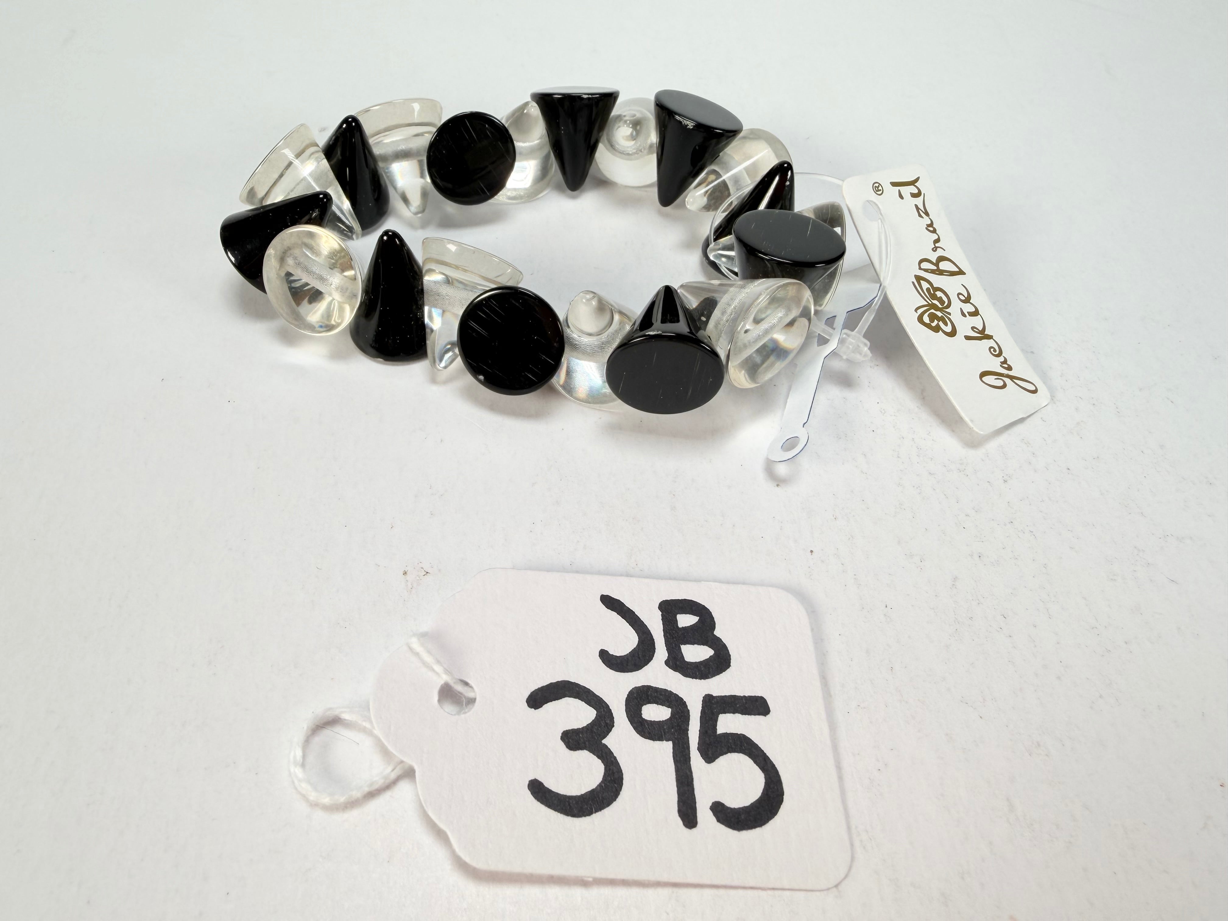 Jackie Brazil "Oscar" Black & Clear Transparent Cones on Elastic Bracelet ( B0935 )