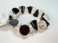 Jackie Brazil "Oscar" Black & Clear Transparent Cones on Elastic Bracelet ( B0935 )