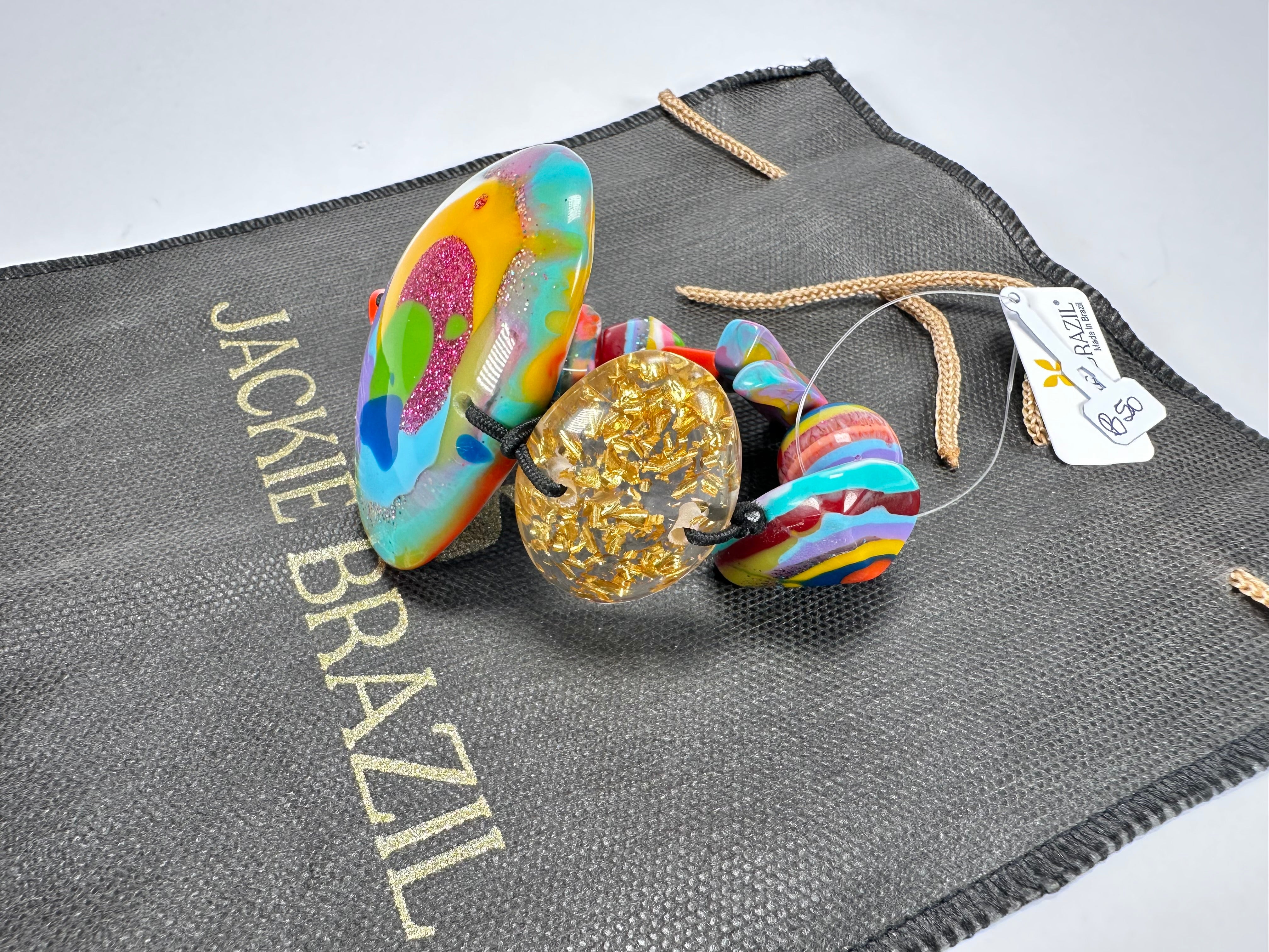 Jackie Brazil "Fusion" Mix Colours Multi Bead Resin Bracelet ( B0050 )