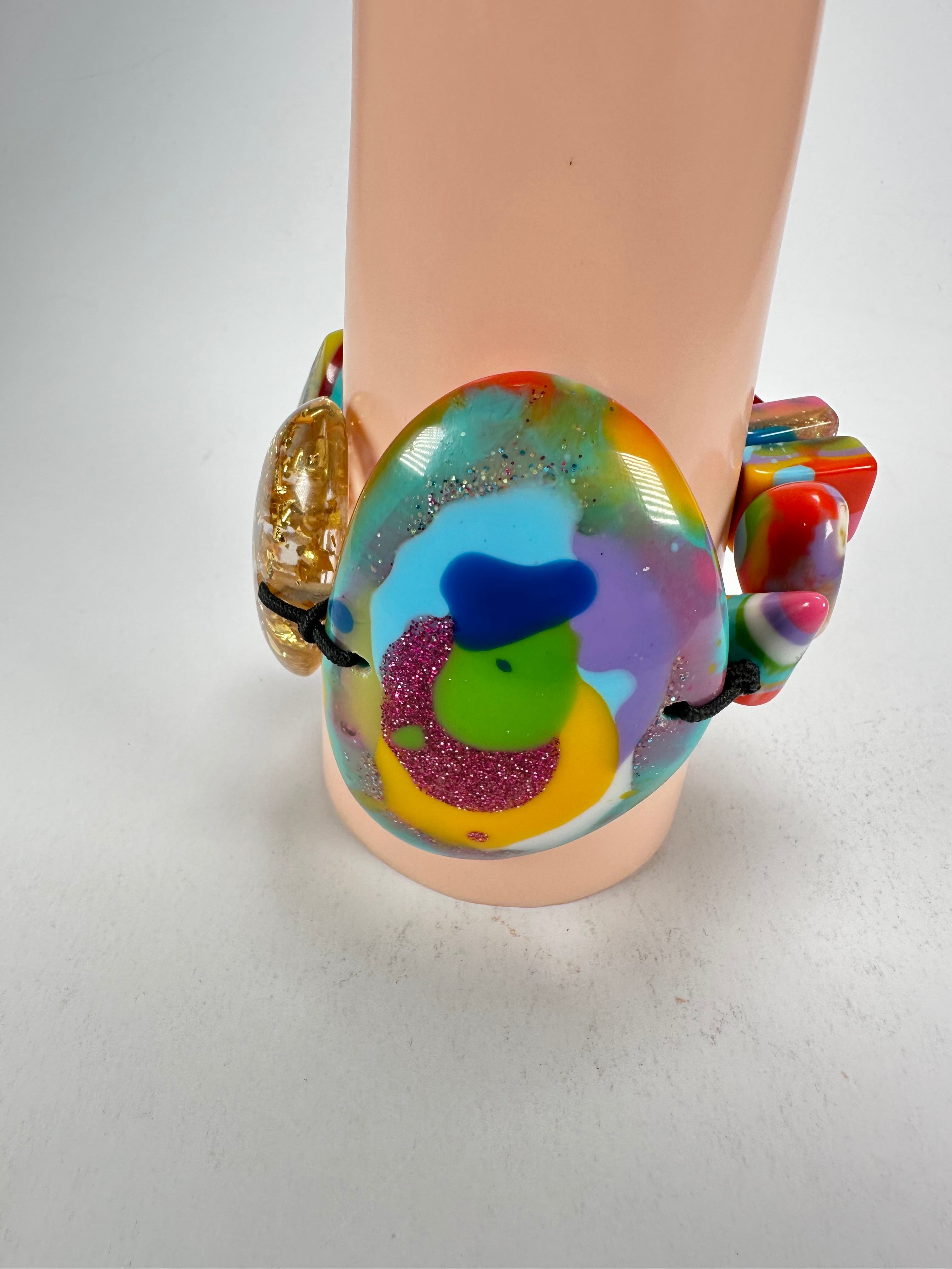 Jackie Brazil "Fusion" Mix Colours Multi Bead Resin Bracelet ( B0050 )