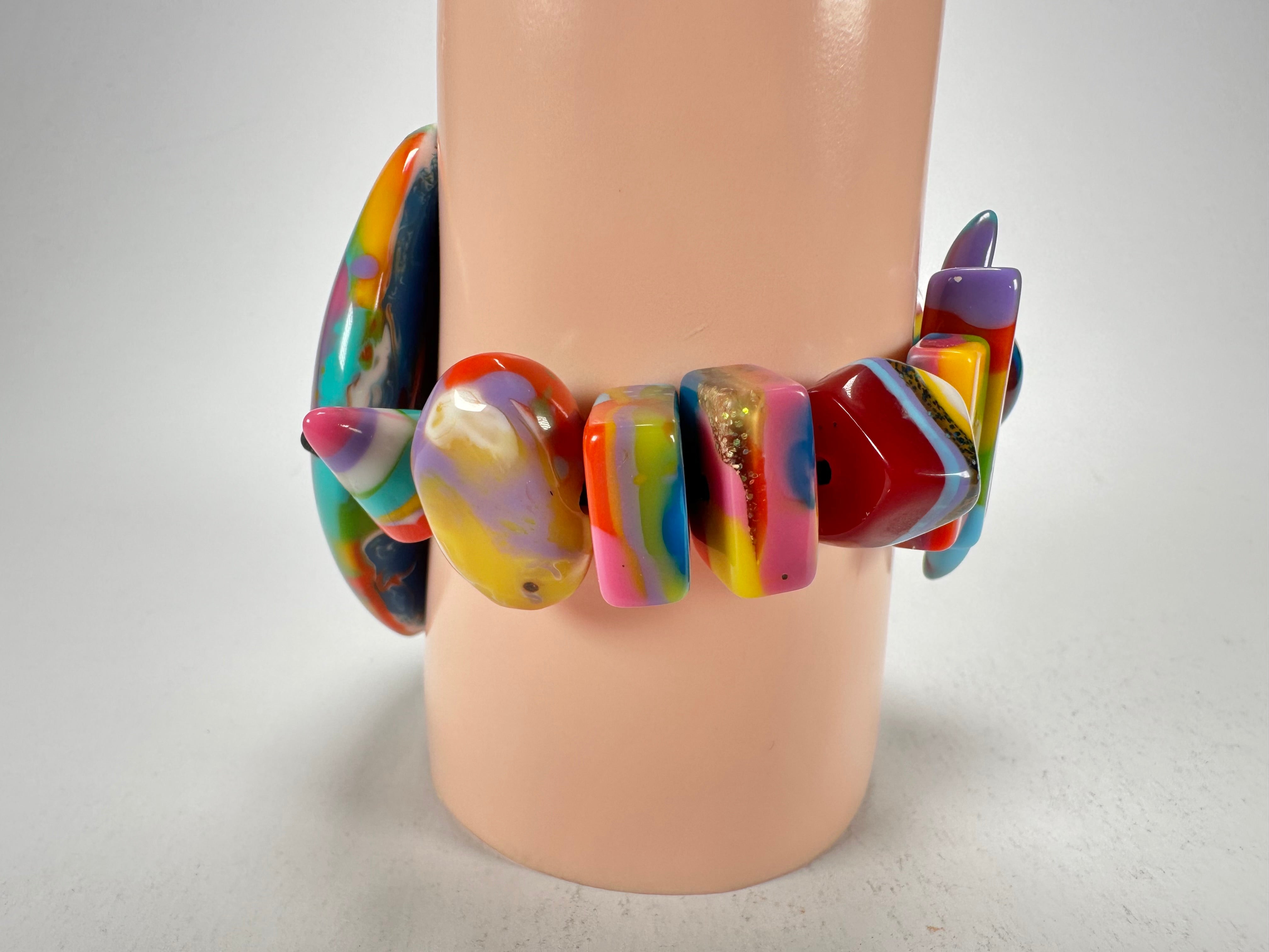 Jackie Brazil "Fusion" Mix Colours Multi Bead Resin Bracelet ( B0050 )