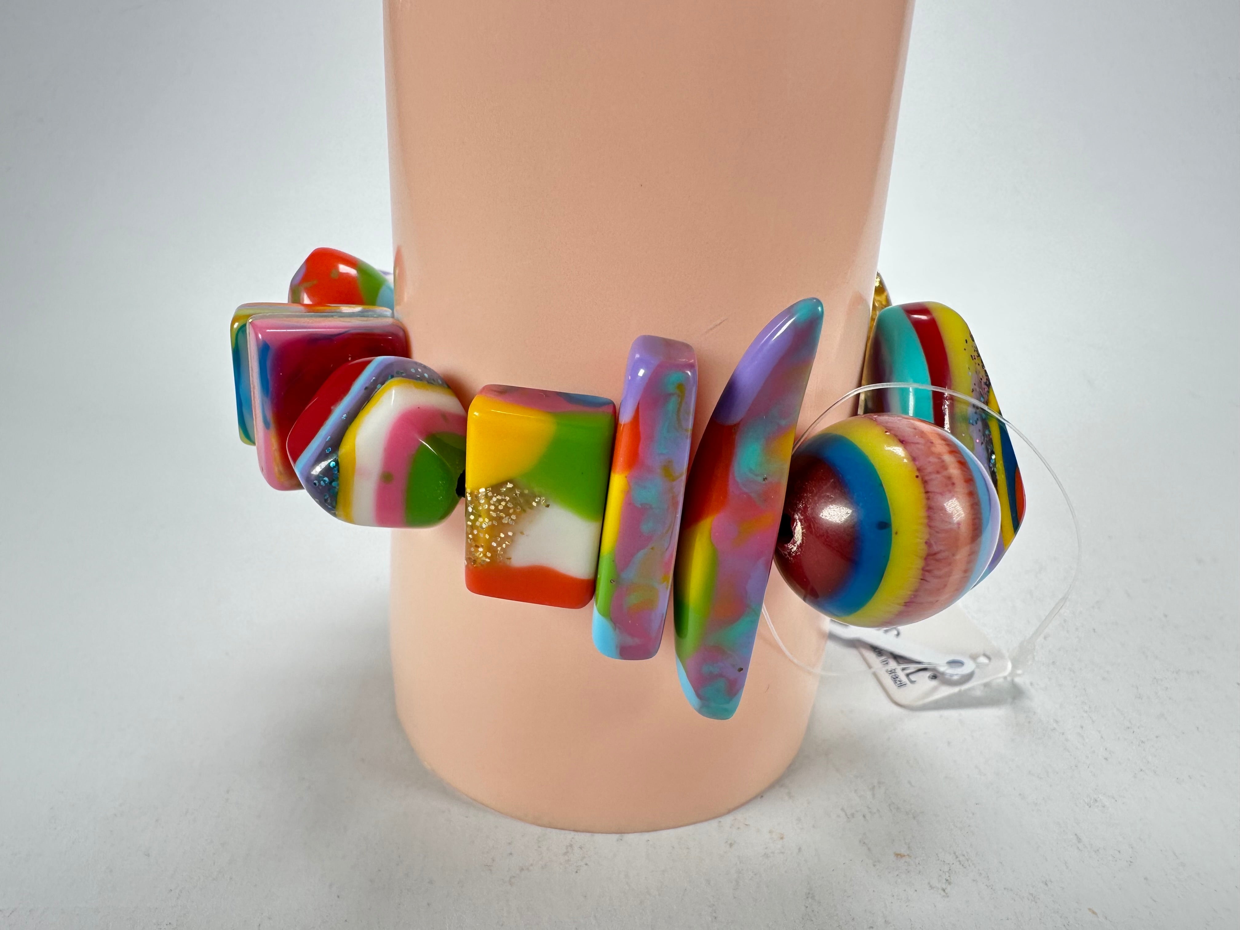 Jackie Brazil "Fusion" Mix Colours Multi Bead Resin Bracelet ( B0050 )
