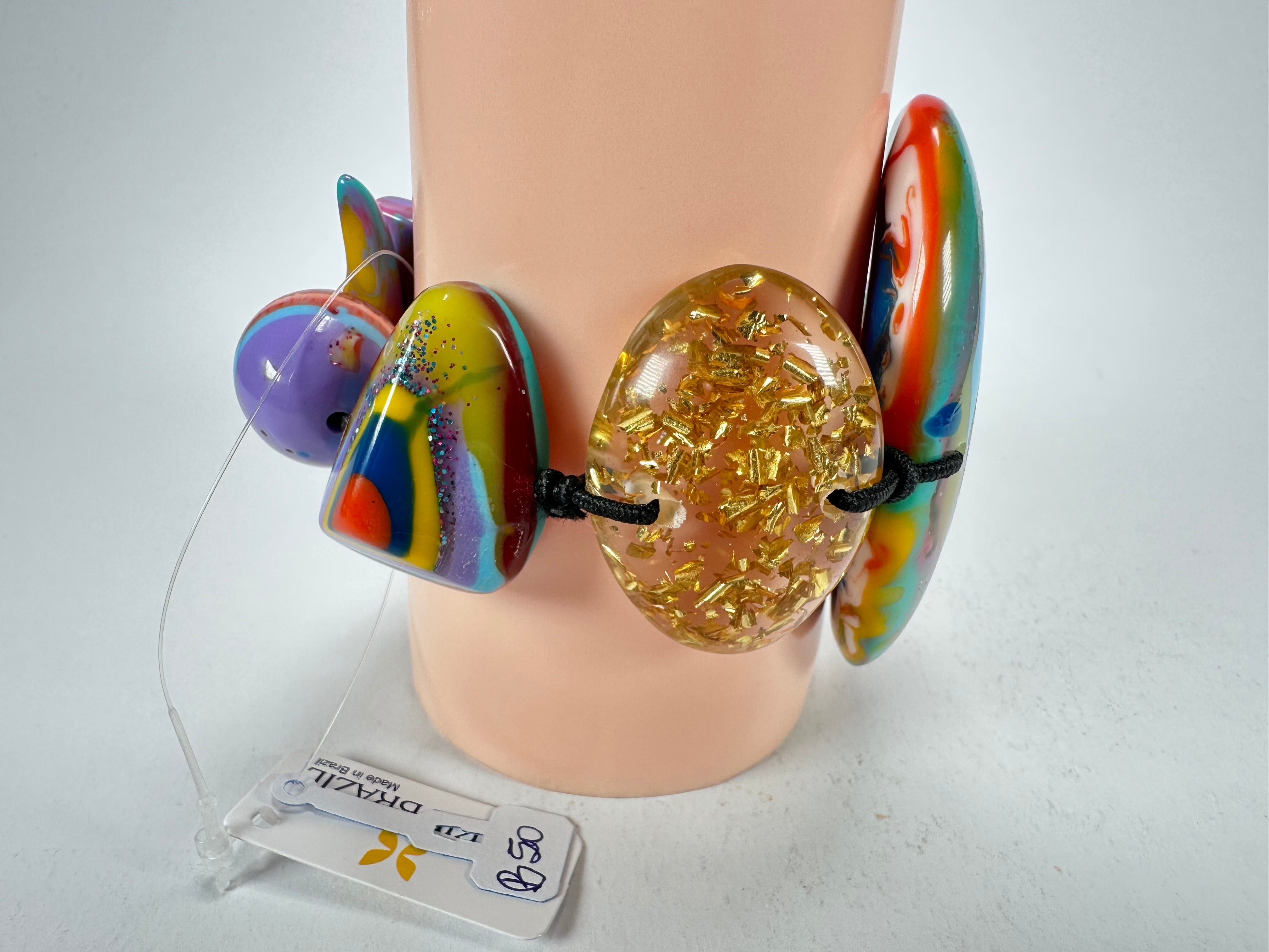 Jackie Brazil "Fusion" Mix Colours Multi Bead Resin Bracelet ( B0050 )