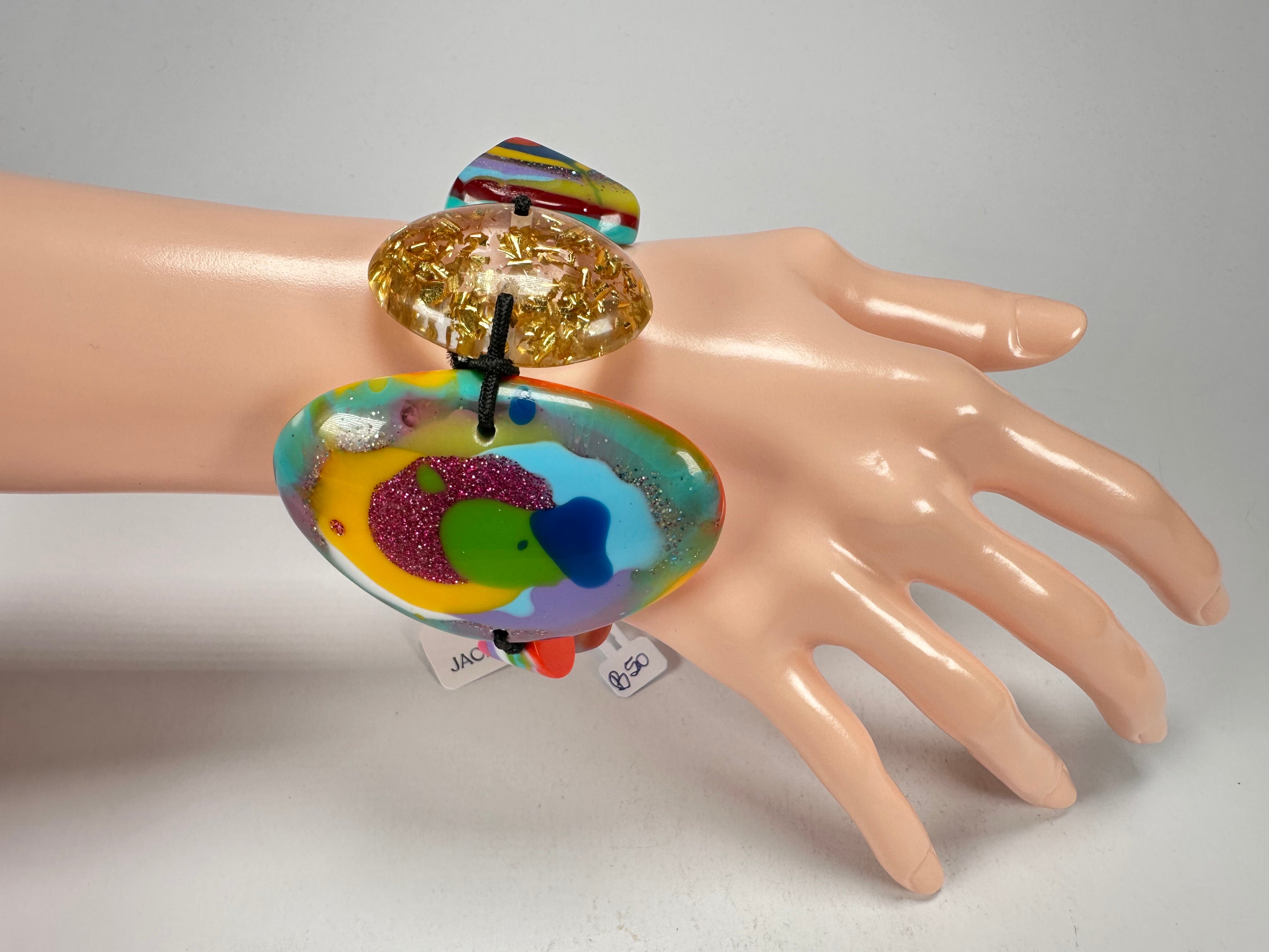 Jackie Brazil "Fusion" Mix Colours Multi Bead Resin Bracelet ( B0050 )