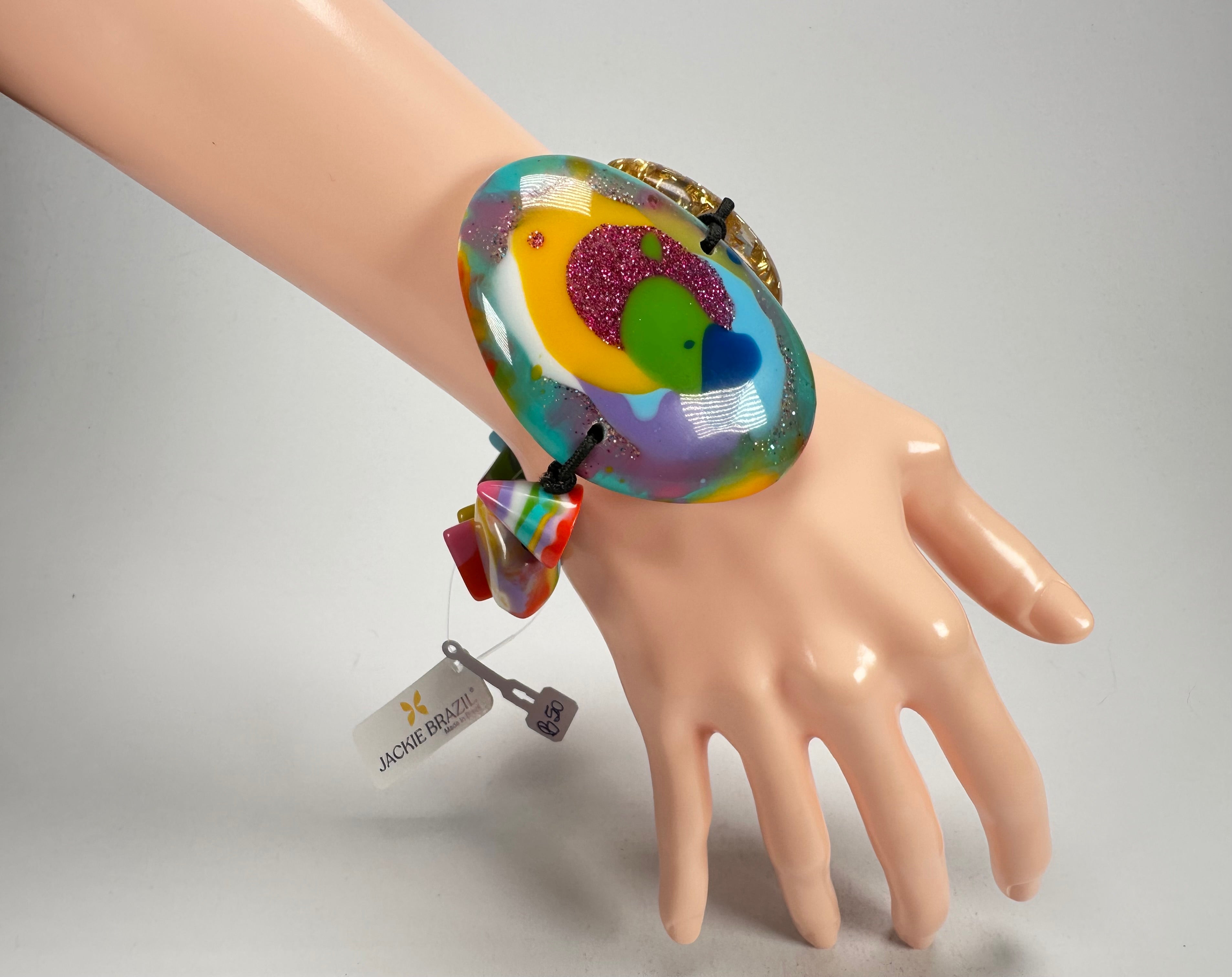 Jackie Brazil "Fusion" Mix Colours Multi Bead Resin Bracelet ( B0050 )