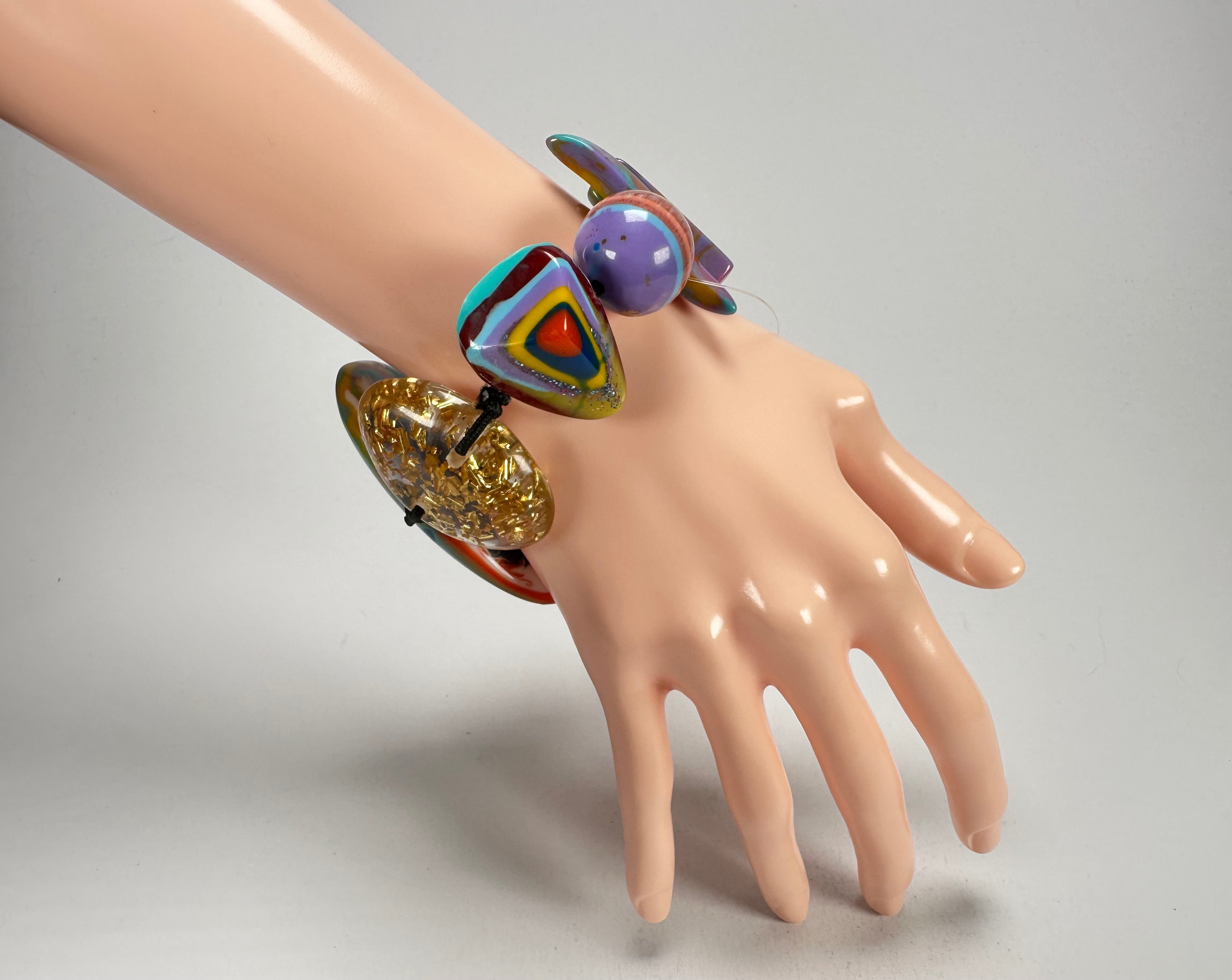 Jackie Brazil "Fusion" Mix Colours Multi Bead Resin Bracelet ( B0050 )