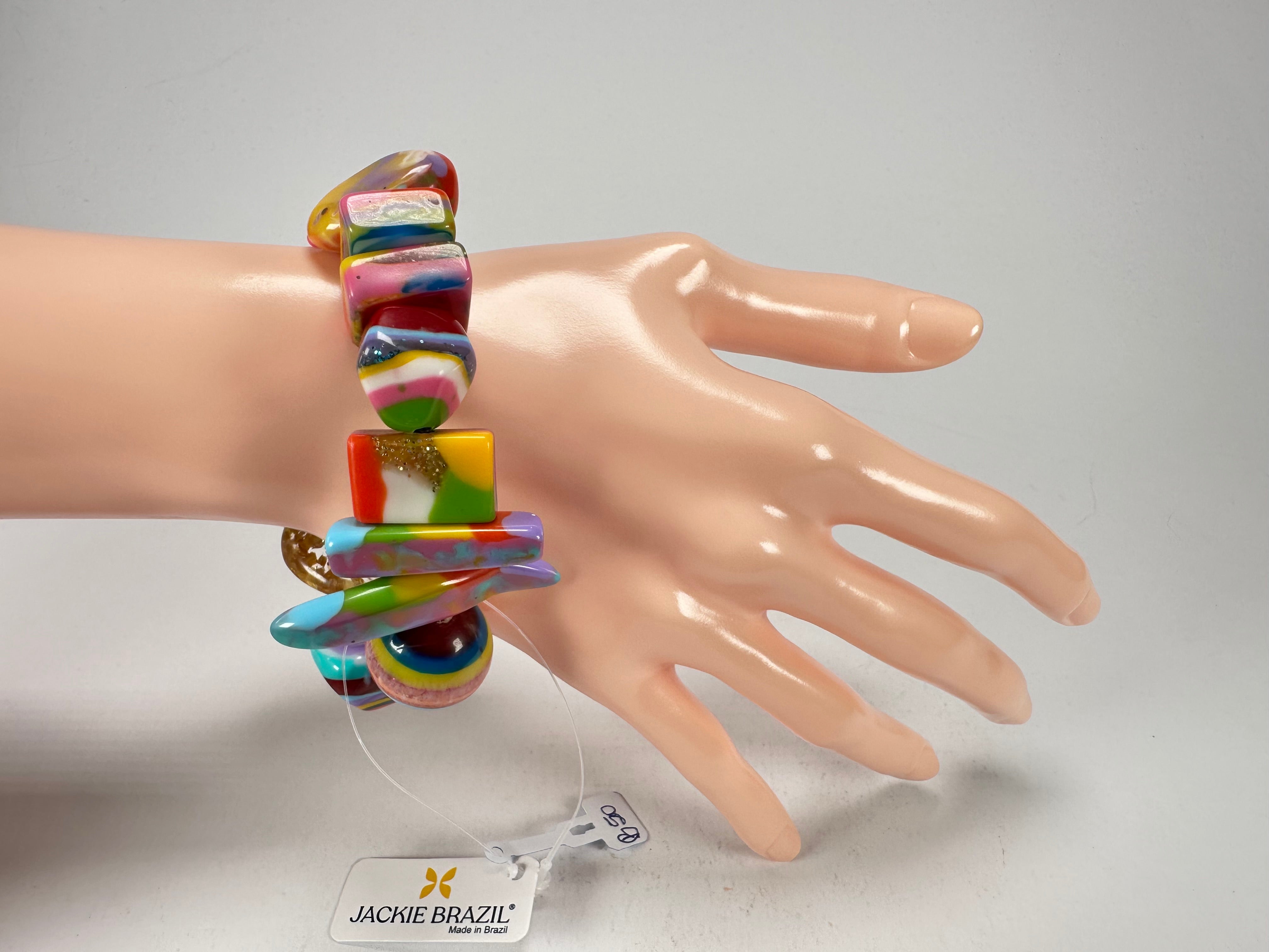 Jackie Brazil "Fusion" Mix Colours Multi Bead Resin Bracelet ( B0050 )