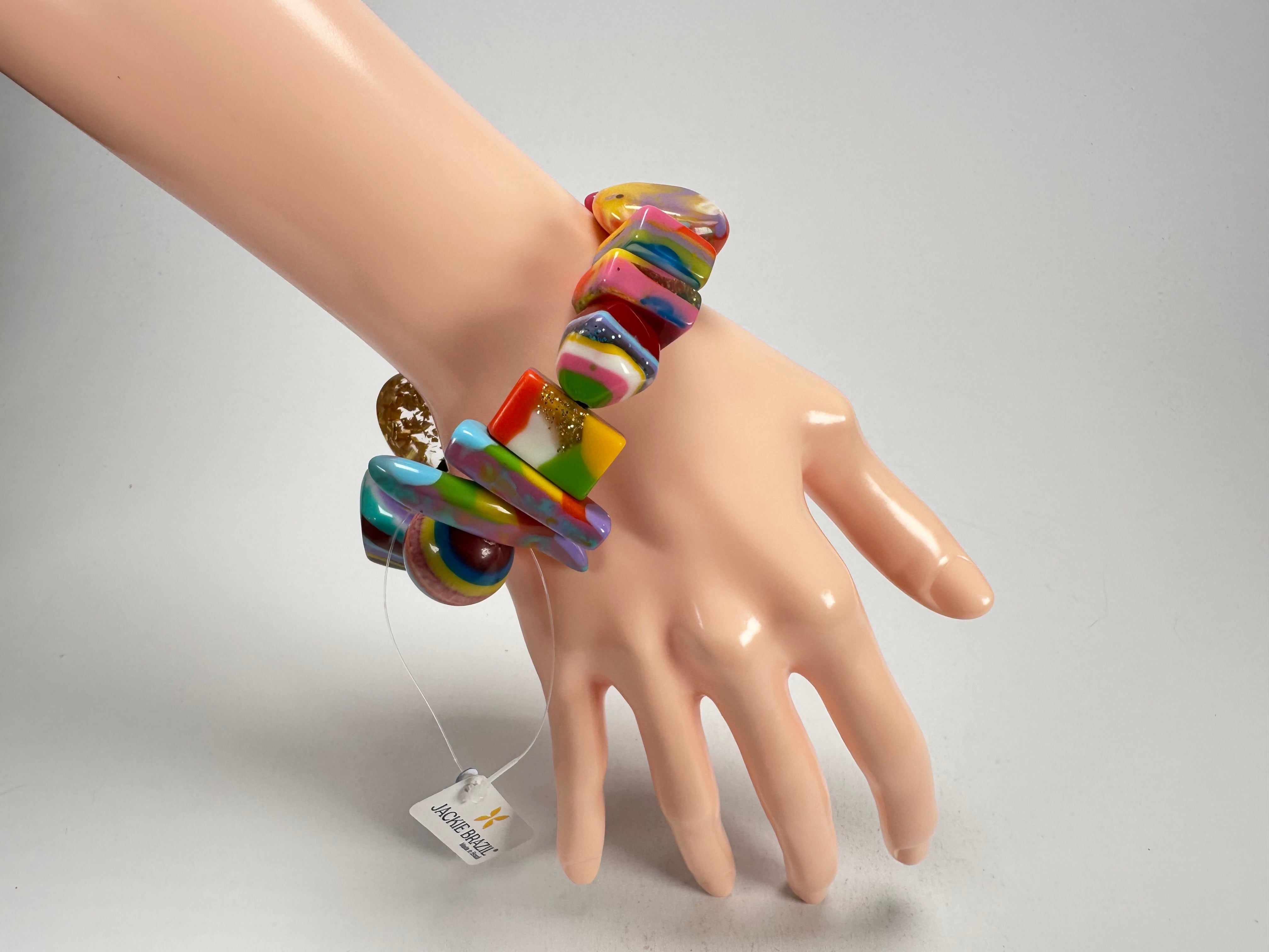 Jackie Brazil "Fusion" Mix Colours Multi Bead Resin Bracelet ( B0050 )