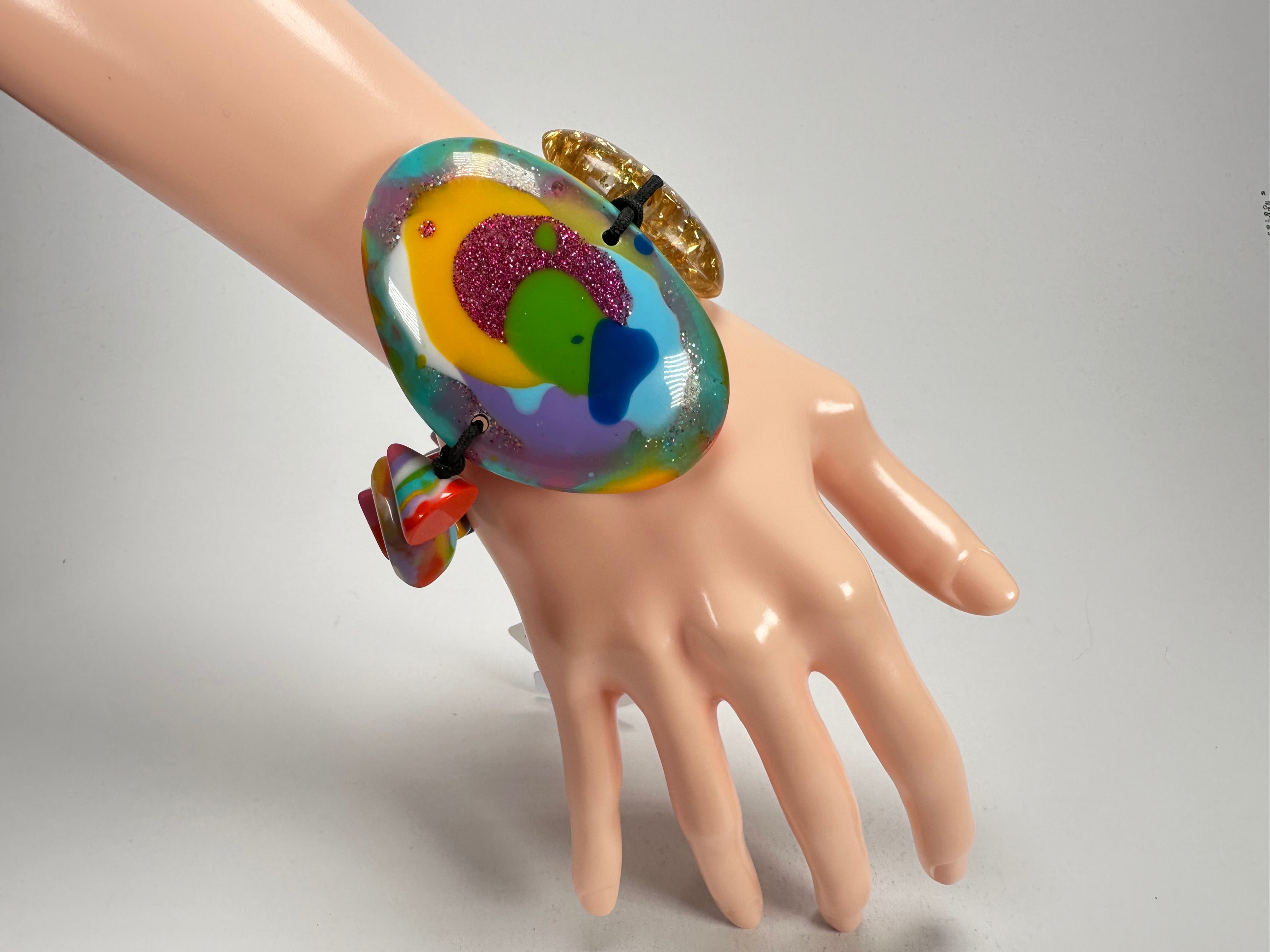 Jackie Brazil "Fusion" Mix Colours Multi Bead Resin Bracelet ( B0050 )