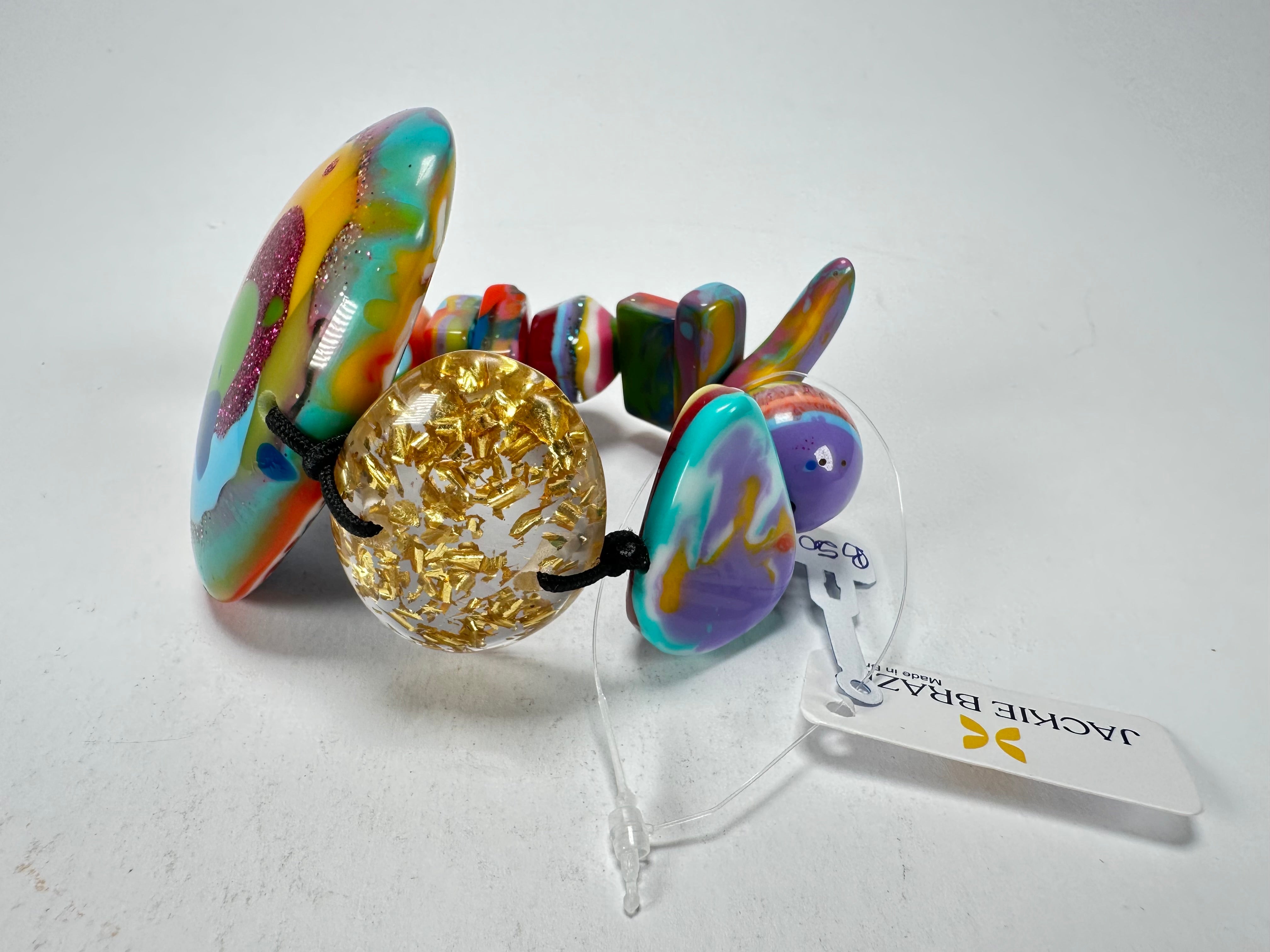 Jackie Brazil "Fusion" Mix Colours Multi Bead Resin Bracelet ( B0050 )